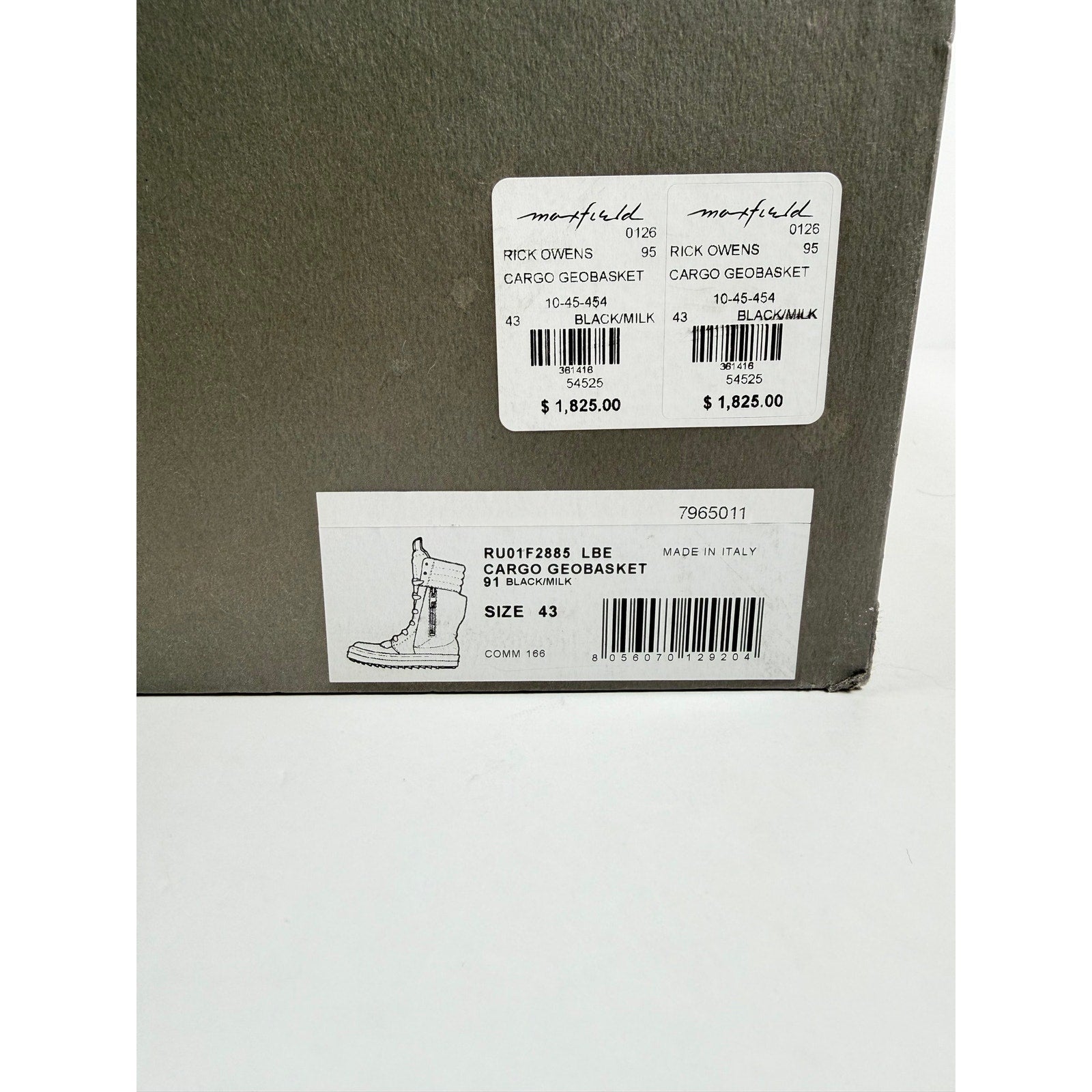 Size 10US - Rick Owens Cargo Geobasket Leather High NEW!
