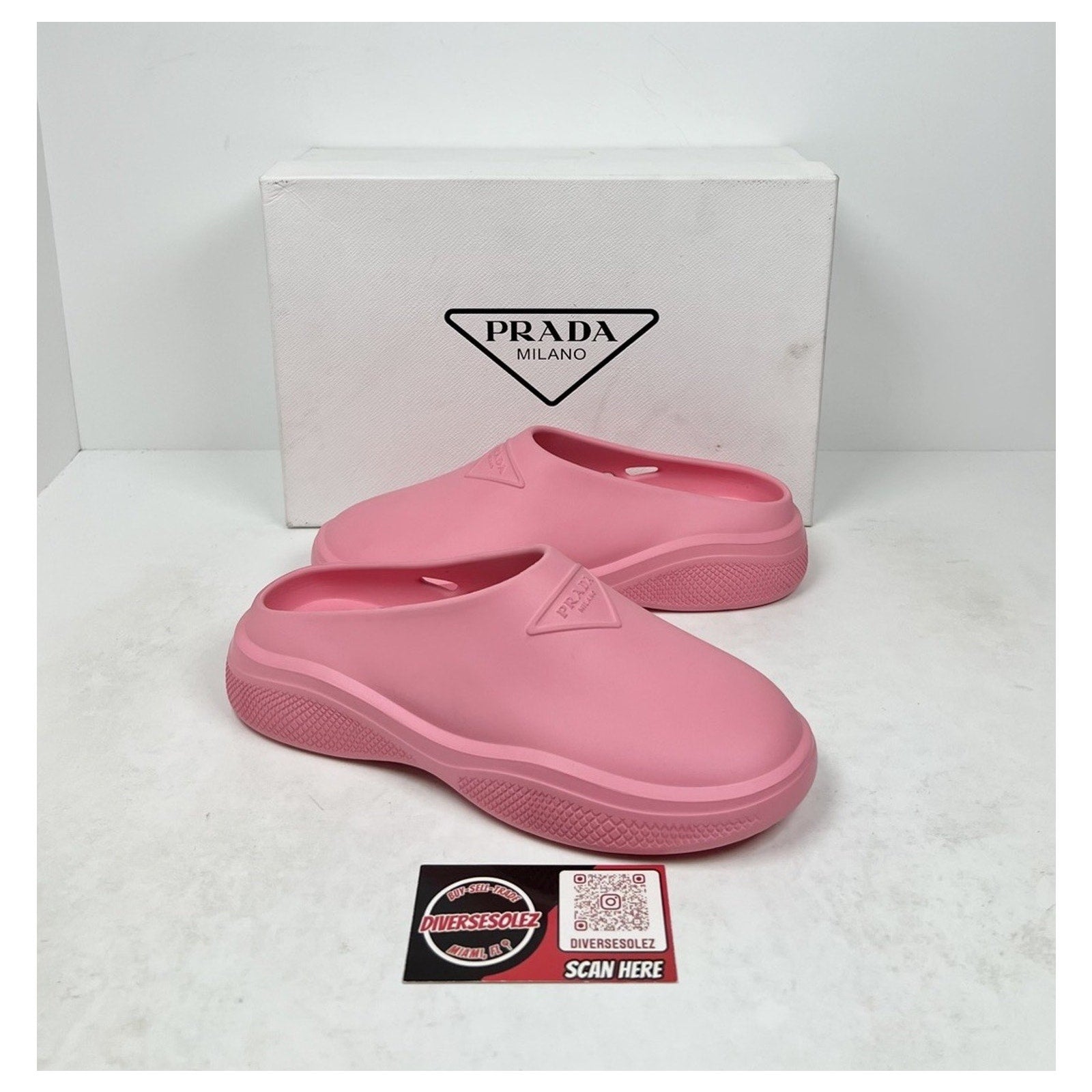 Size 35EU/5W - Prada Rubber Pink Mule Clogs NEW