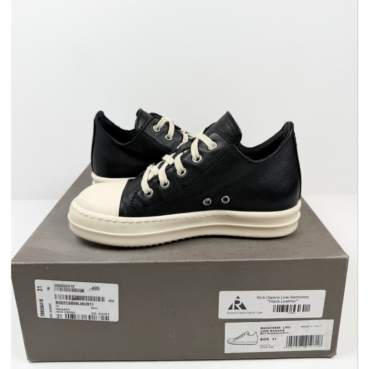 Rick Owens Ramones Leather Size EU 31 / US Kids 13C
