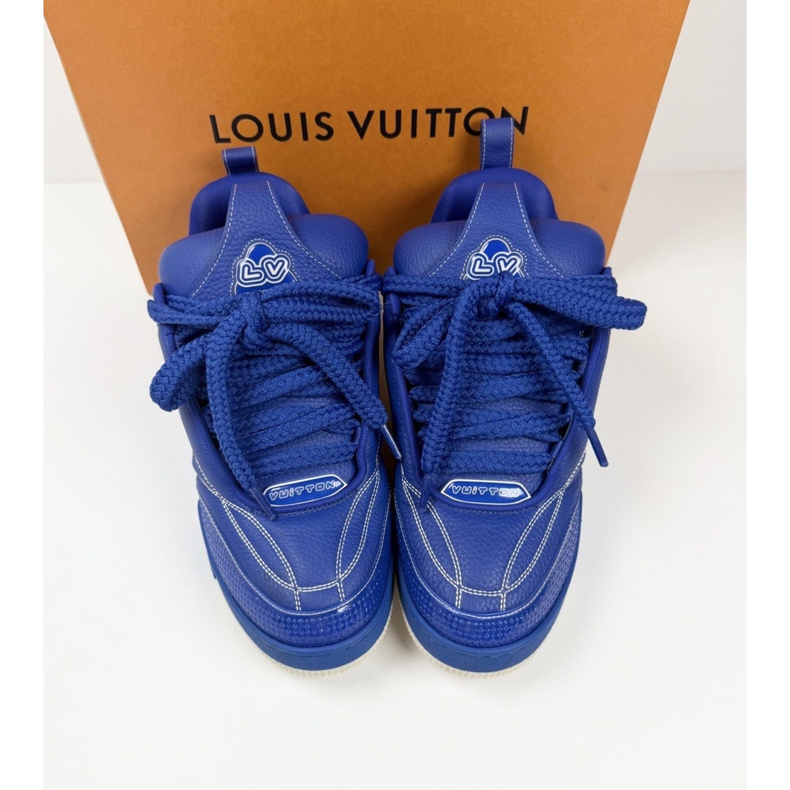 Size 9.5LV/10.5US - Louis Vuitton Skate Leather Blue Sneakers