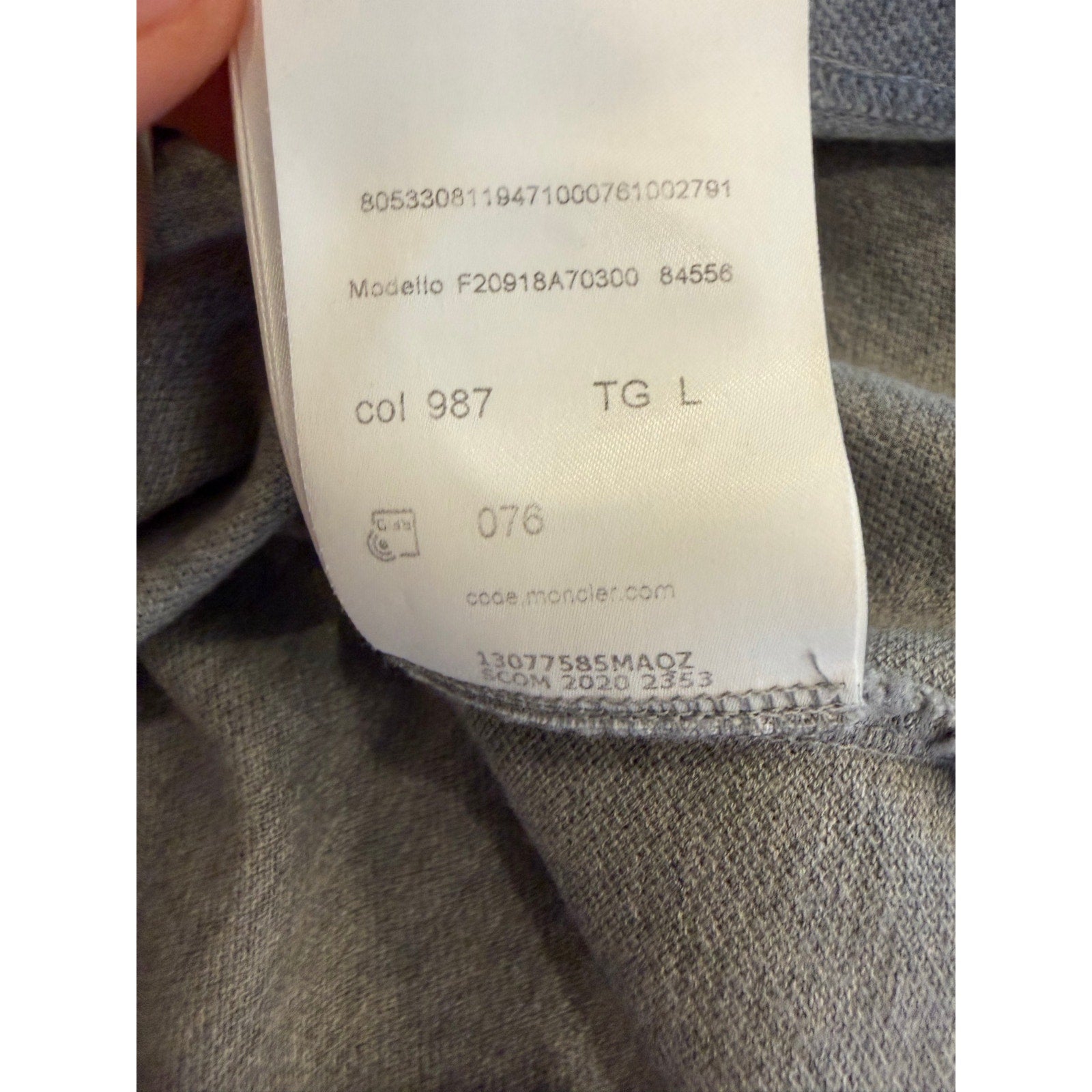 Moncler Gray Polo Shirt (Tagged L) Fits Like S/M