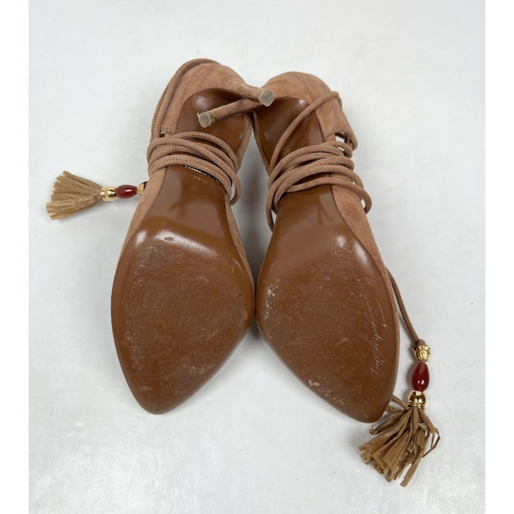 Size 5.5 - Dolce Gabbana Suede Ankle Lace Tassle Stilleto Heels