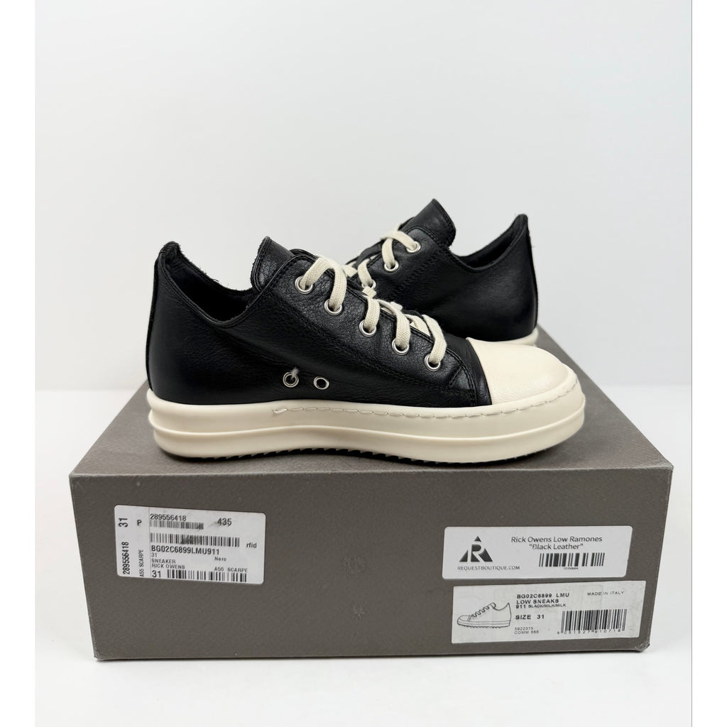 Rick Owens Ramones Leather Size EU 31 / US Kids 13C
