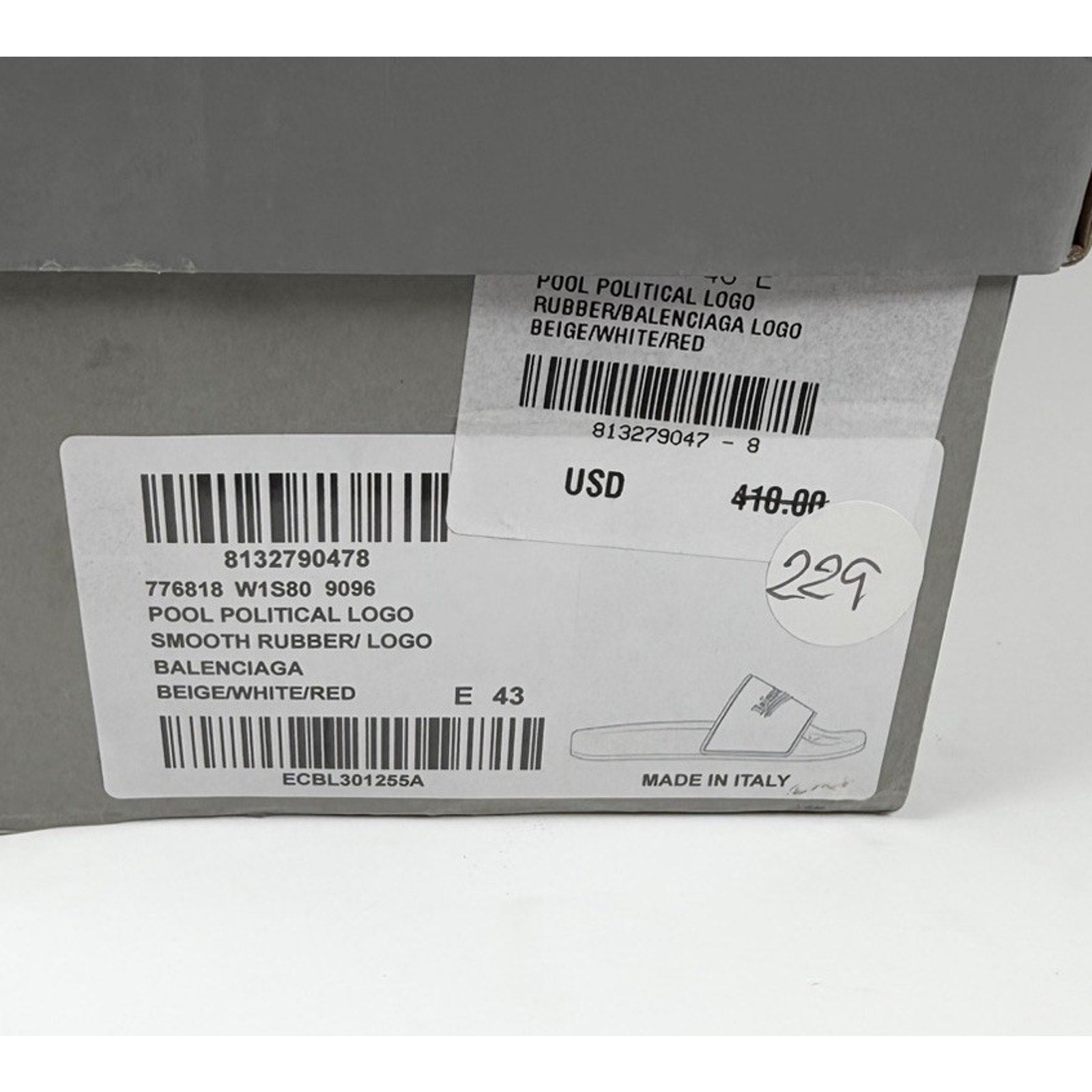 Size 10 - Balenciaga Beige Pool Campaign Logo Sandals NEW!