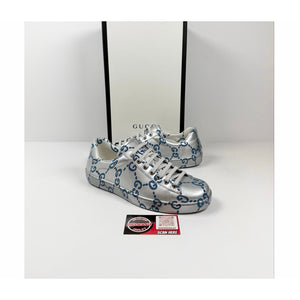 Size 8US - Gucci Ace GG Metallic Silver NEW