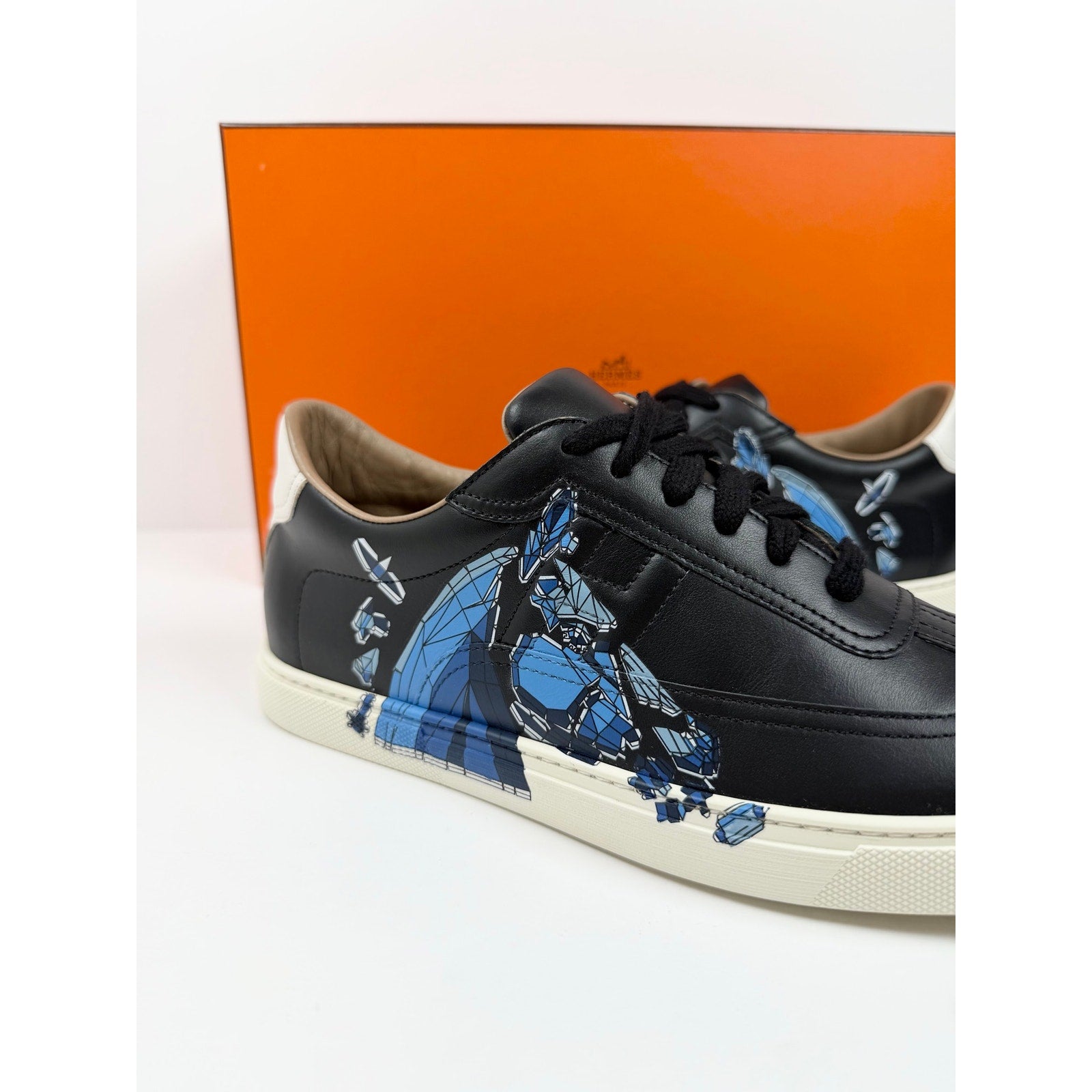 Size 8.5 - Hermes Quicker Leather Sneakers NEW