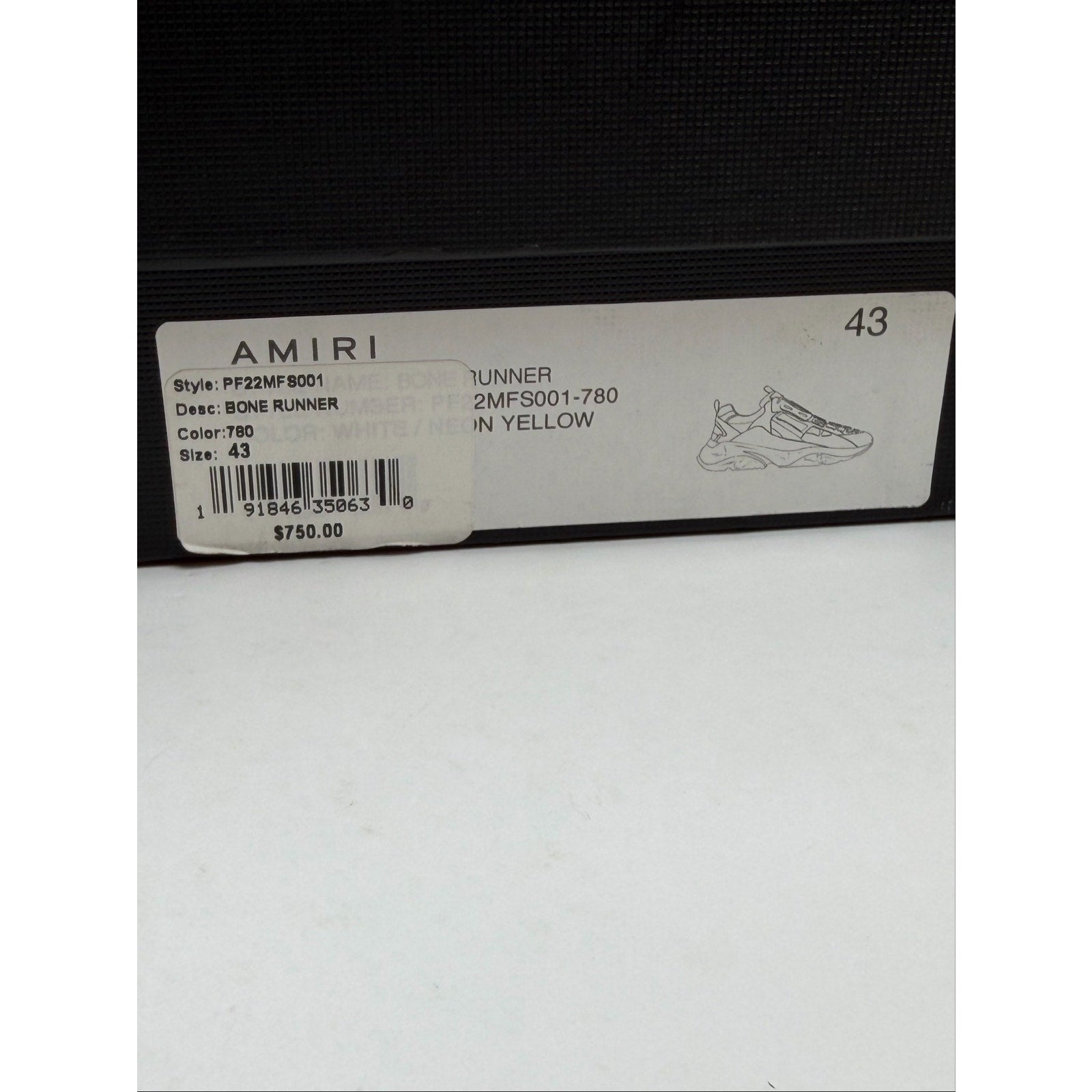 Size 43EU/10US - Amiri Bone Runner White Yellow