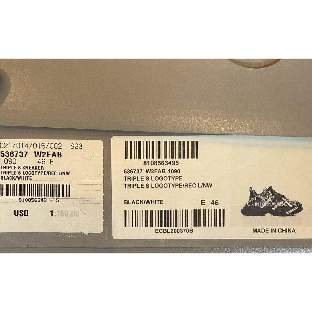 Size 46EU/13US - Balenciaga Triple S All Over Black NEW