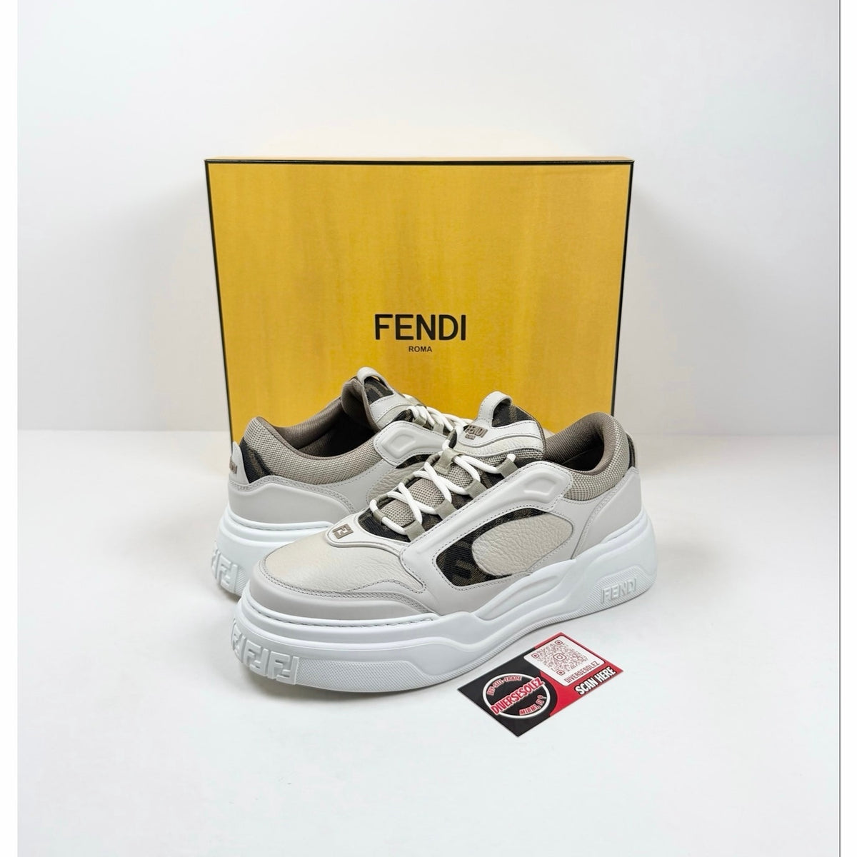 Size 7UK/8US - Fendi Force White Sneakers