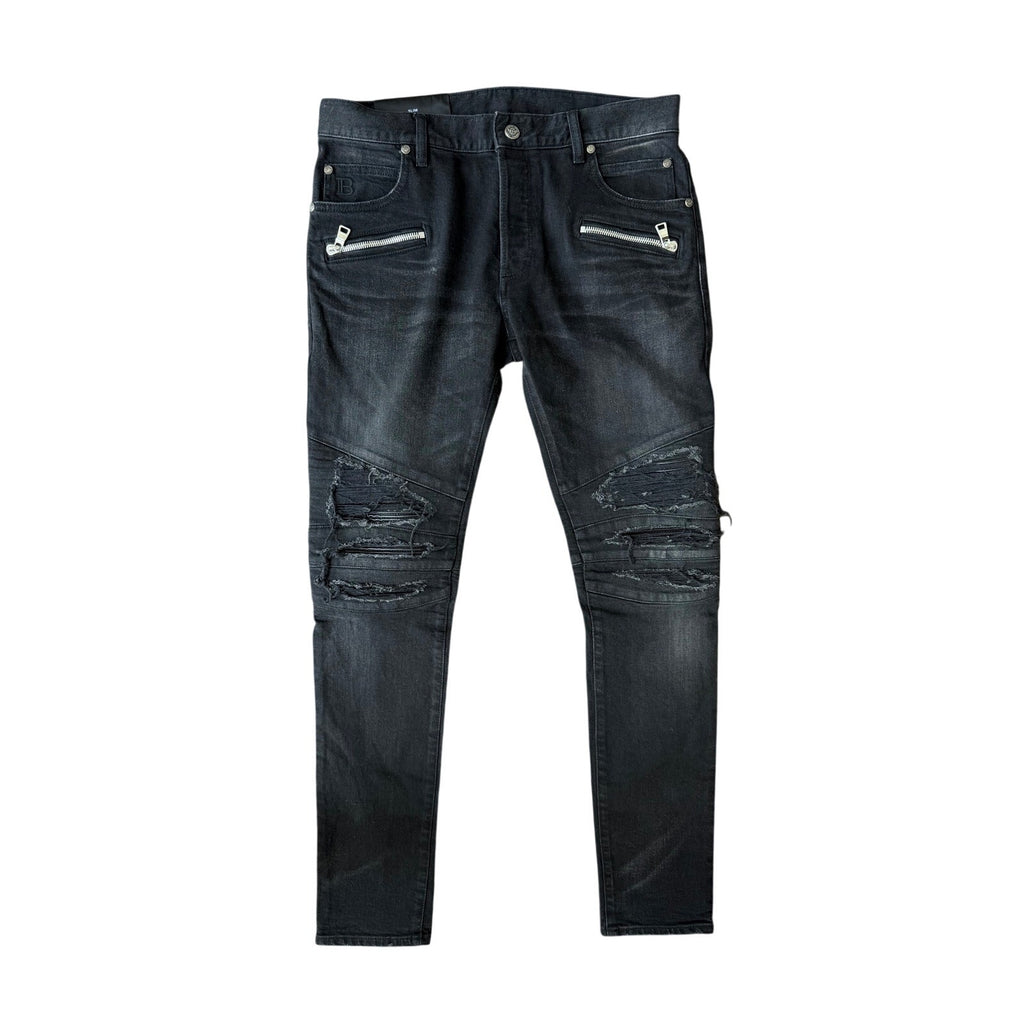 Size 32 - Balmain Biker Denim Distressed Jeans