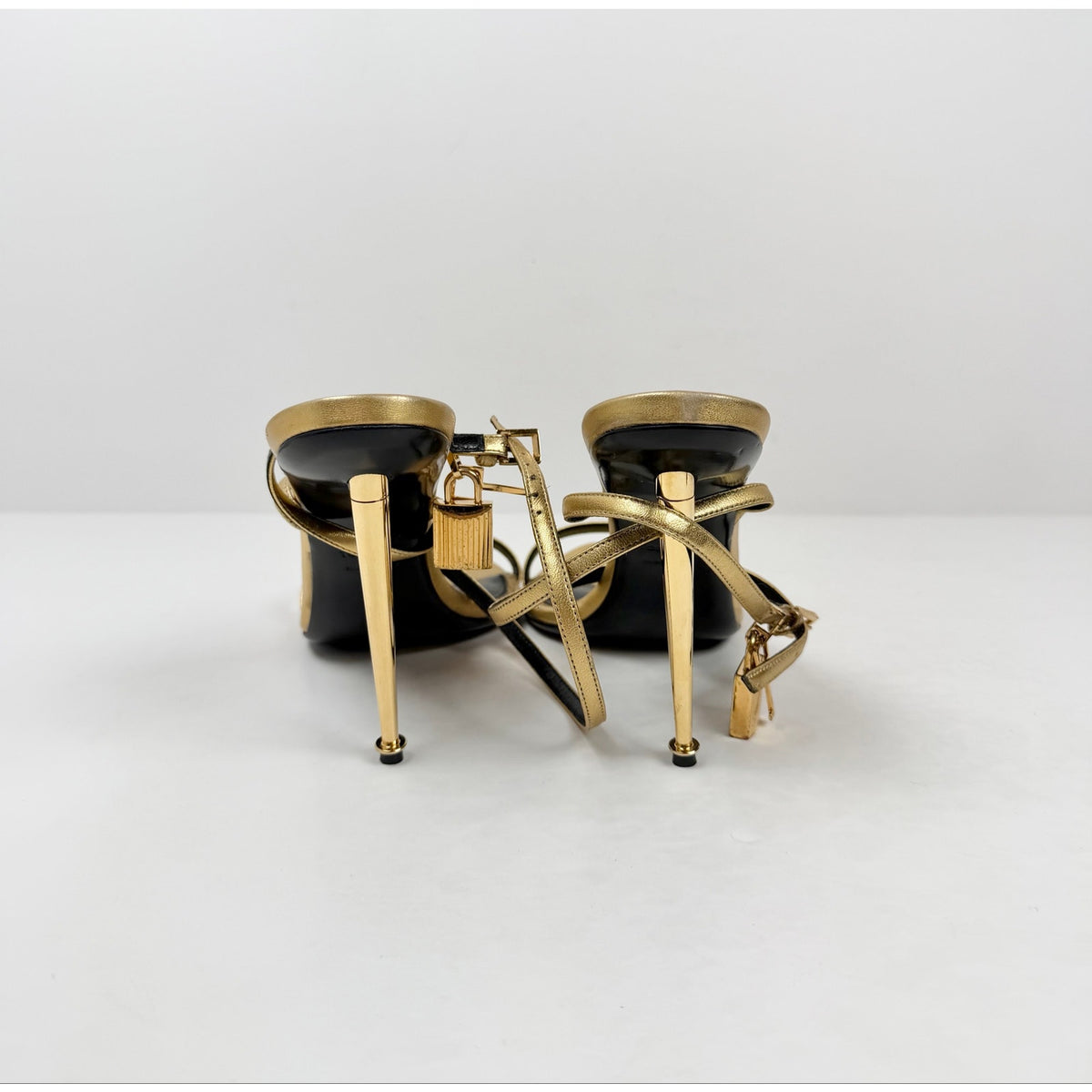 Size 11 - Tom Ford Gold Lock Stiletto Sandals