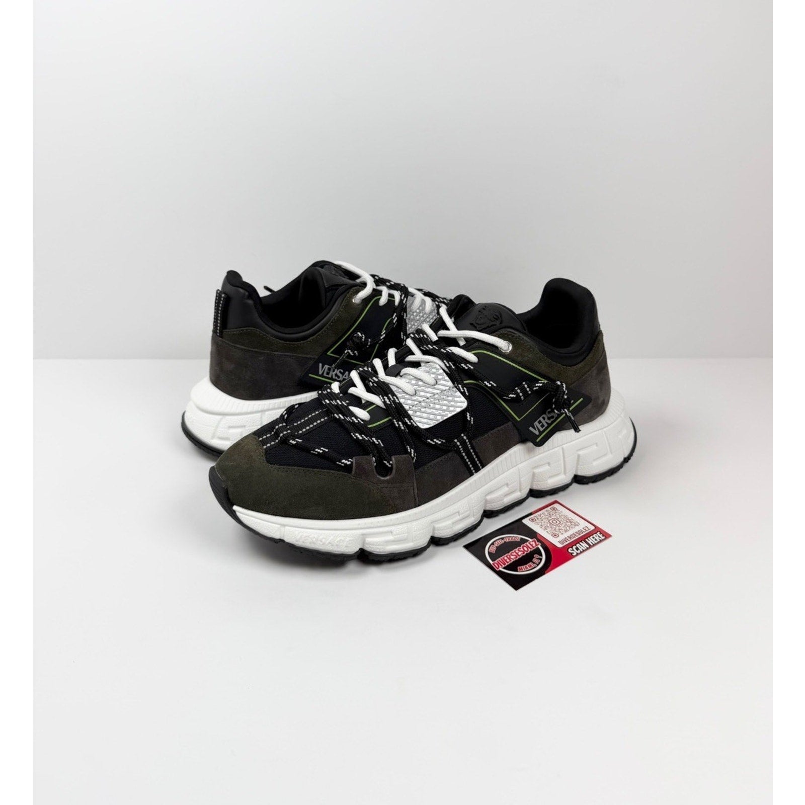Size 45.5EU/12.5US - Versace Trigreca Olive Green Sneakers NEW!