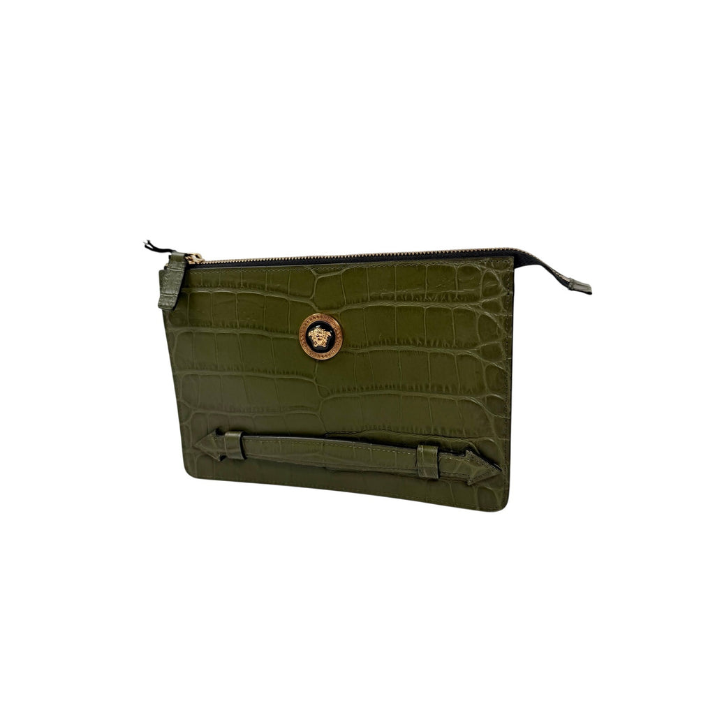 Versace Crocodile Leather Clutch Bag