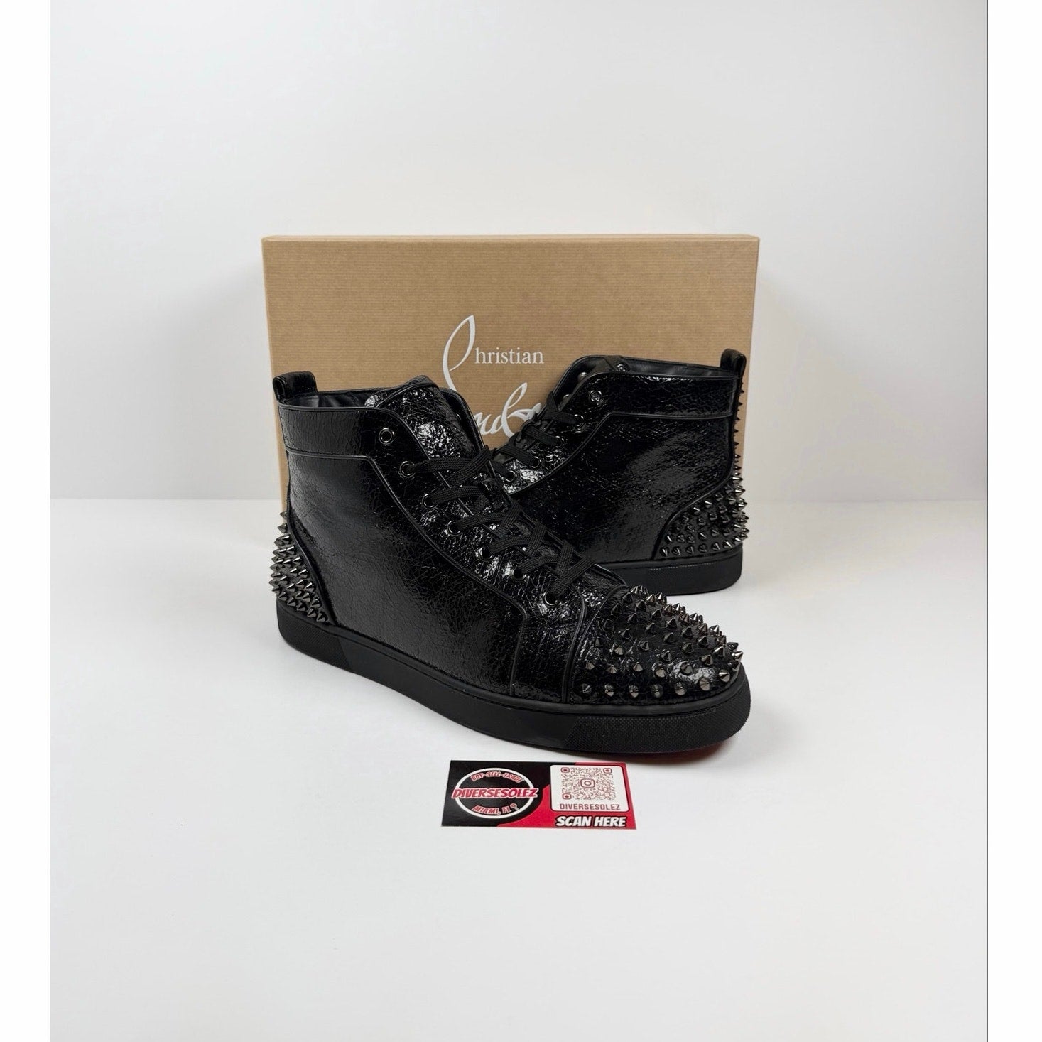 Size 13 - Christian Louboutin Spike Black High Top