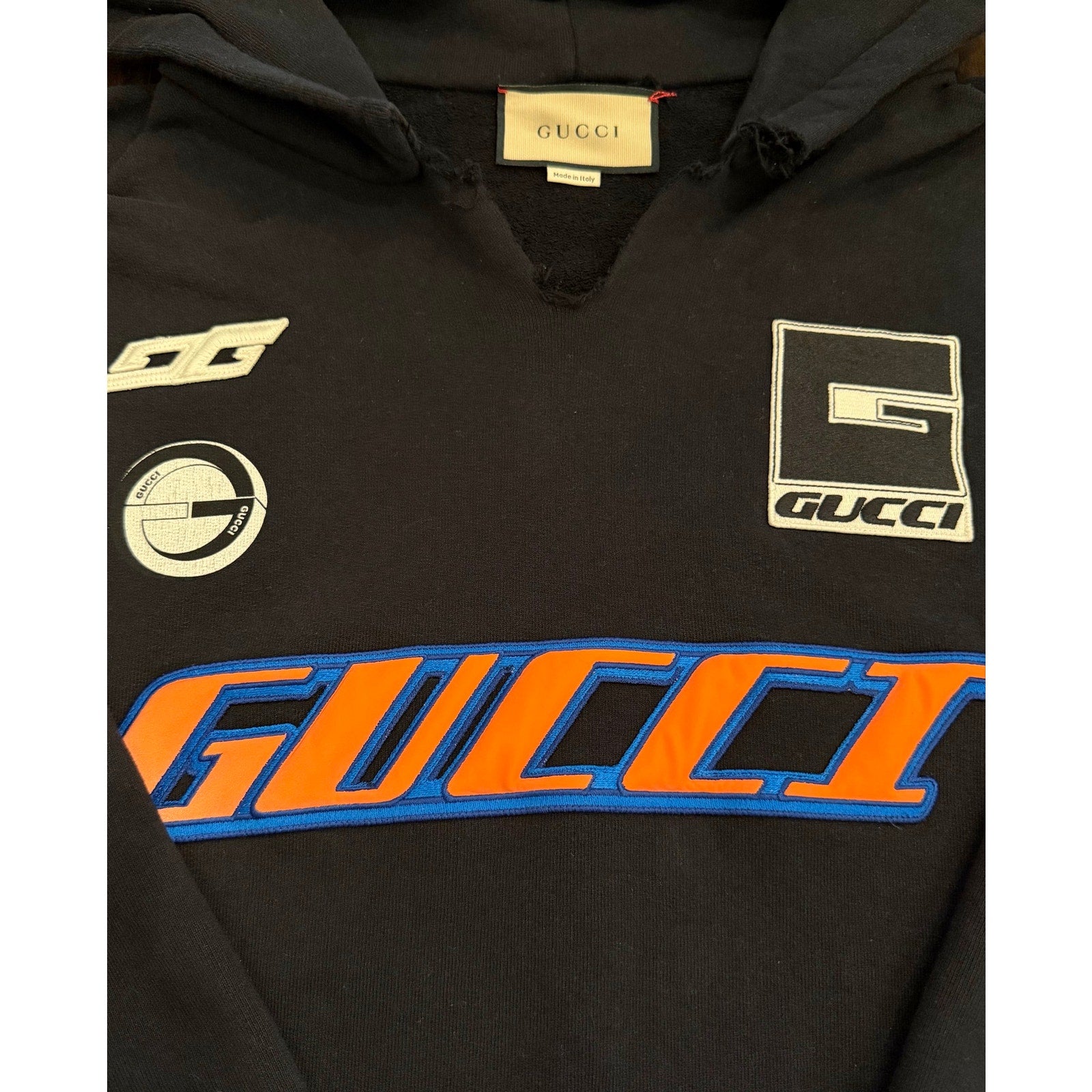 Size XL - Gucci Distressed Black Hoodie