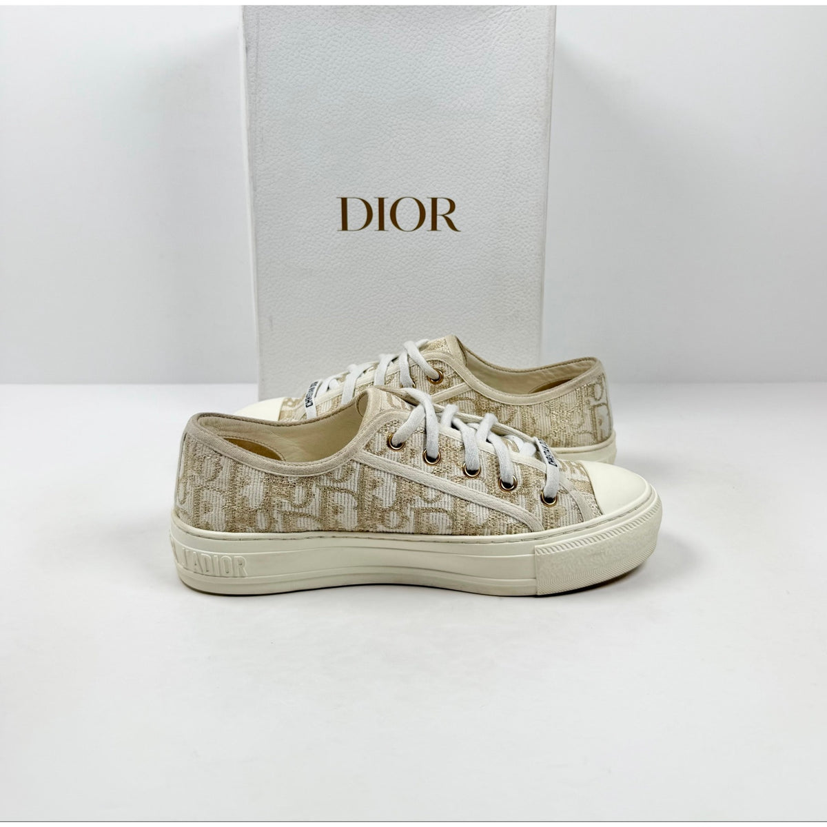 Size 7.5 - Dior Walk’N’Dior Gold Oblique Low Top Women