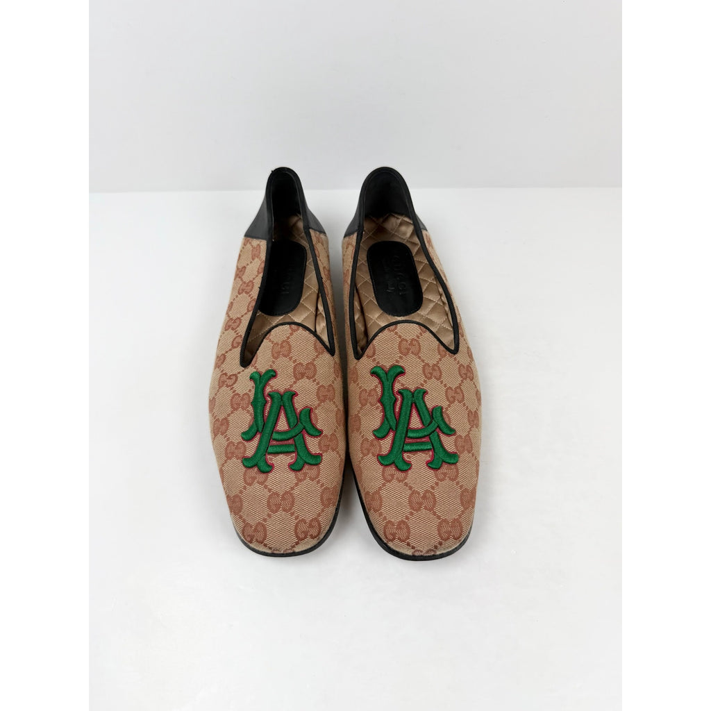 Size 8US - Gucci Monogram Canvas Loafers