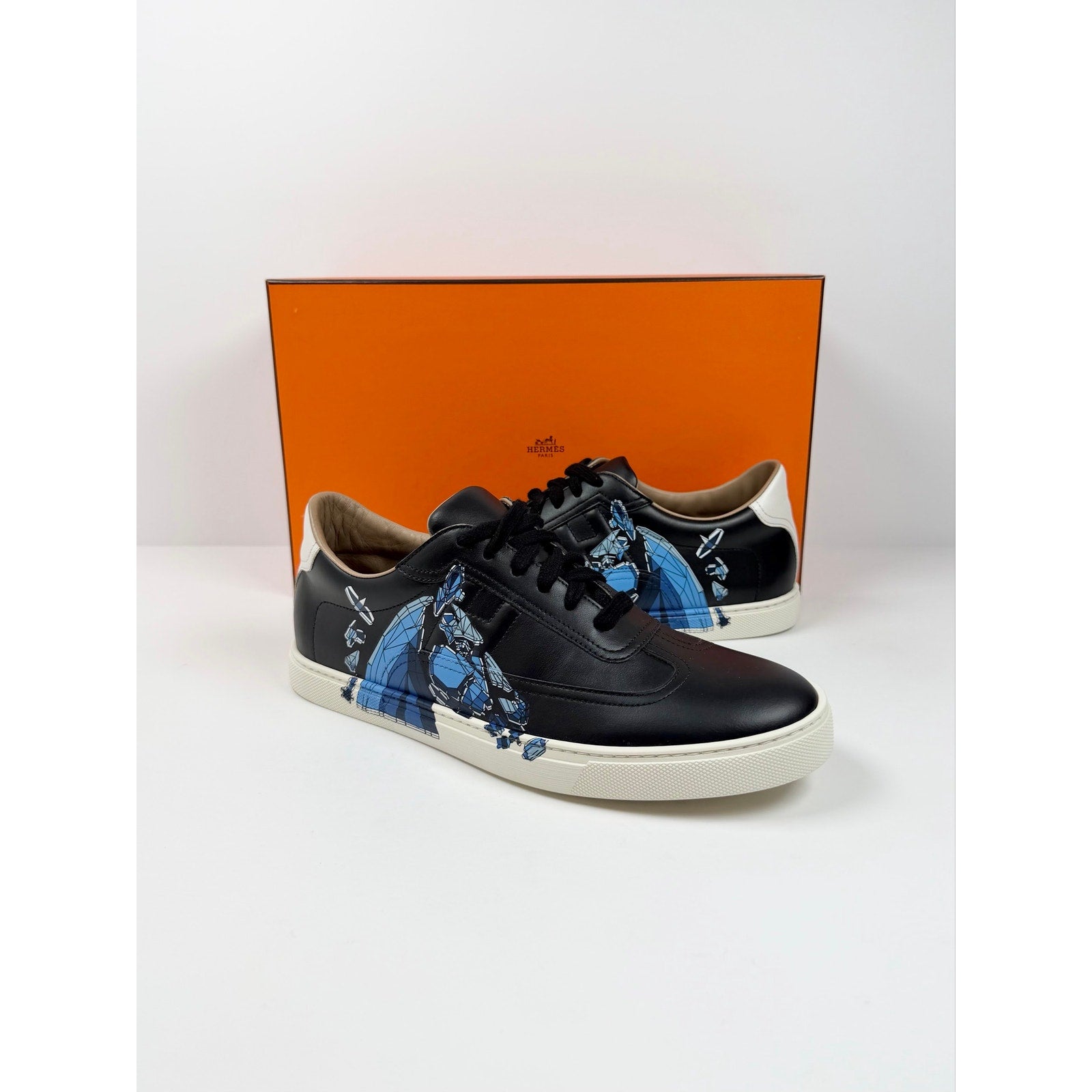 Size 8.5 - Hermes Quicker Leather Sneakers NEW