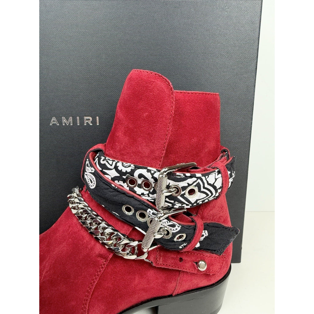 Size 7.5US - Amiri Chain Link Bandana Boots Merlot NEW
