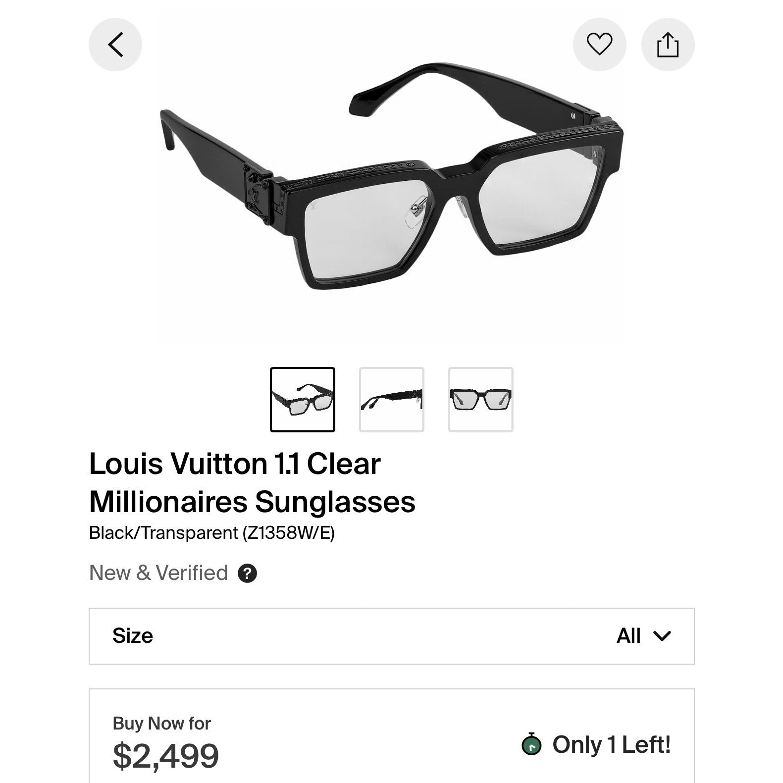 Louis Vuitton Clear Millionaires Sunglasses