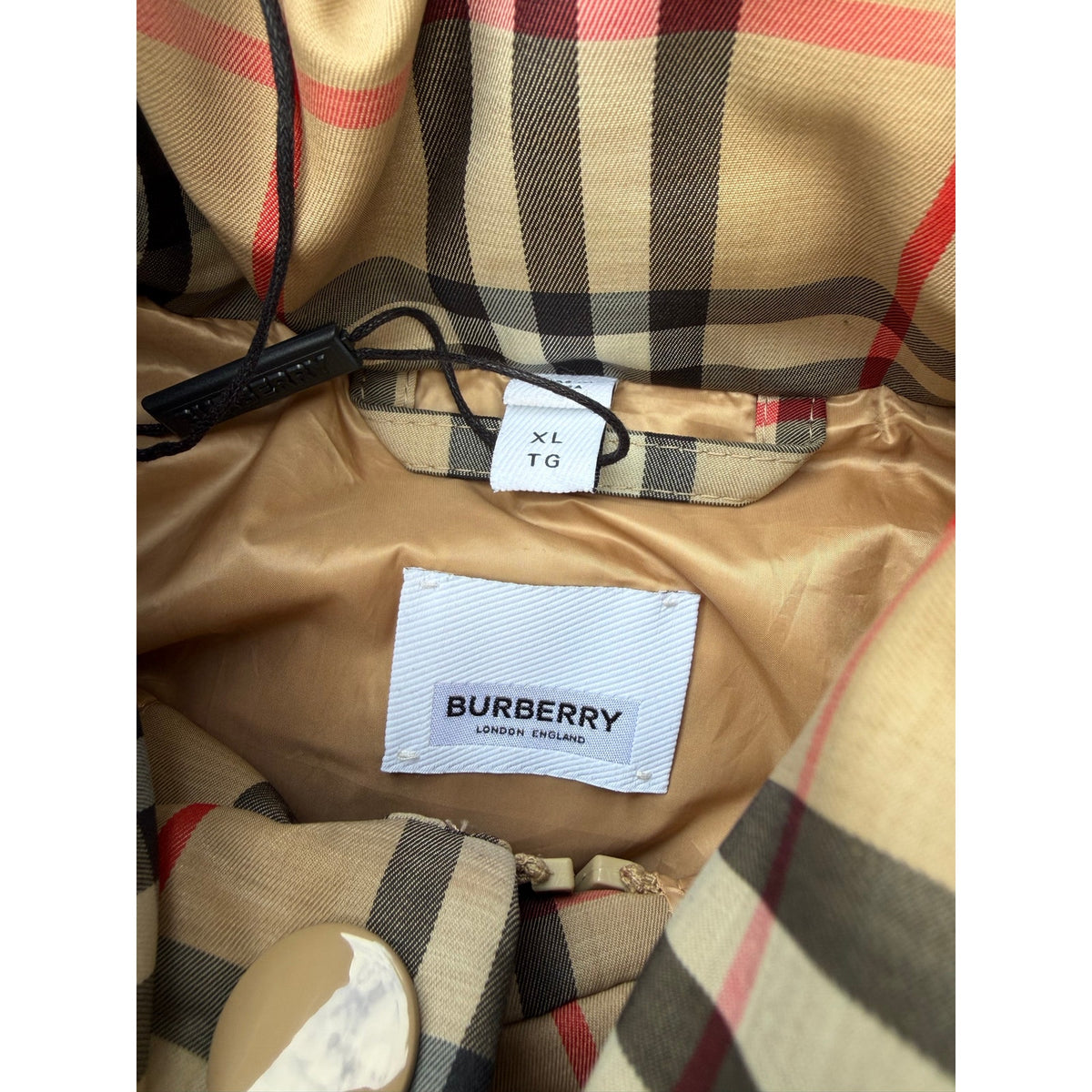Size XL - Burberry Check Print Puffer Vest