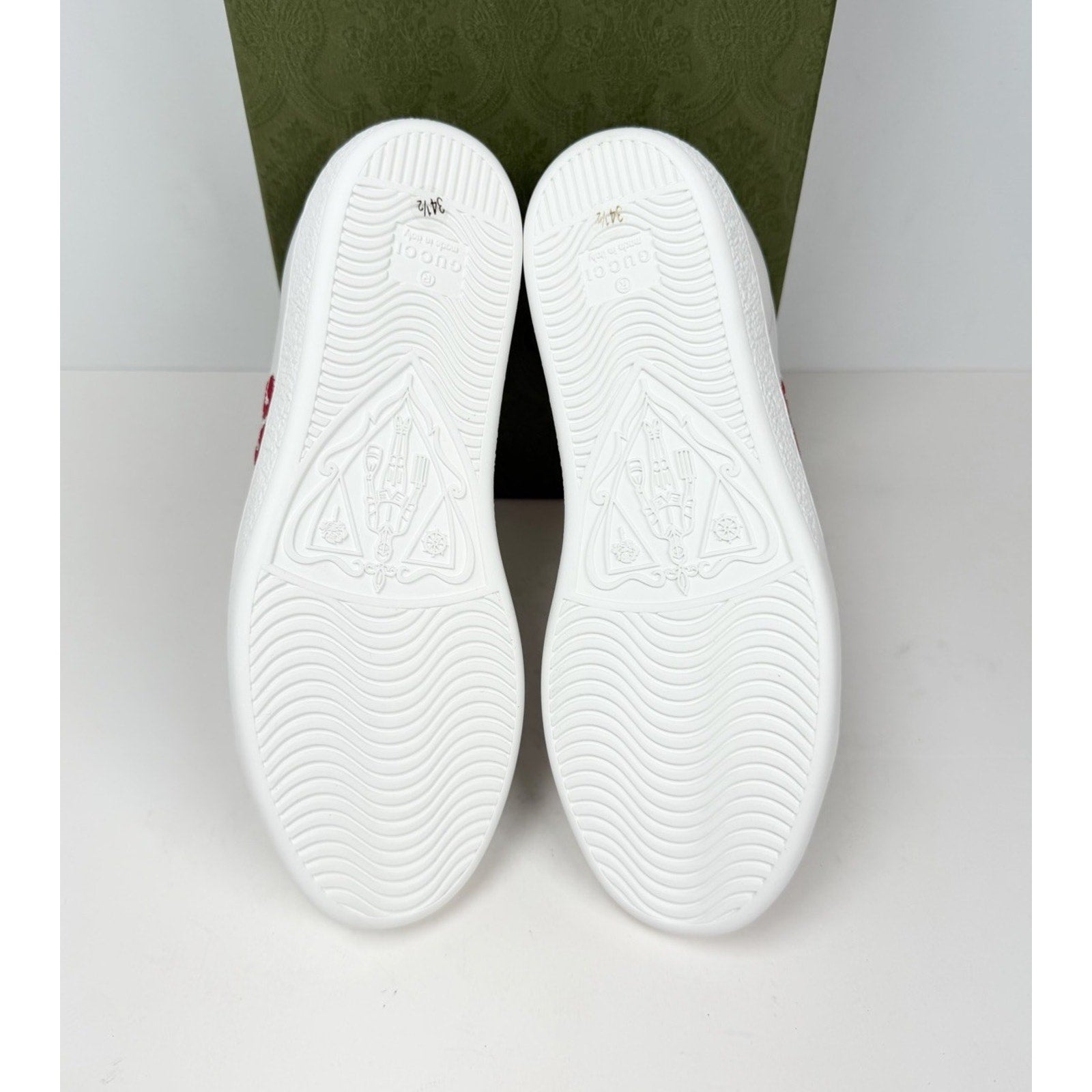 Size 4.5W - Gucci Ace Embroidered Cherry Leather NEW