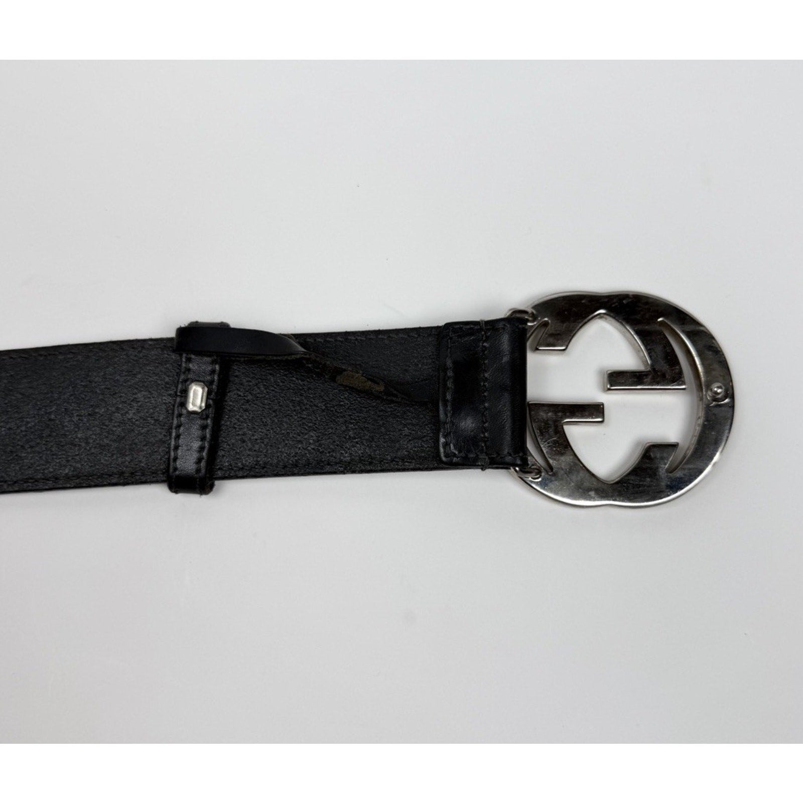 Size 100/40 - Gucci Black Silver Leather Interlocking G Buckle