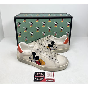 Size 8US - Gucci Ace x Disney “Mickey” Ivory Leather NEW