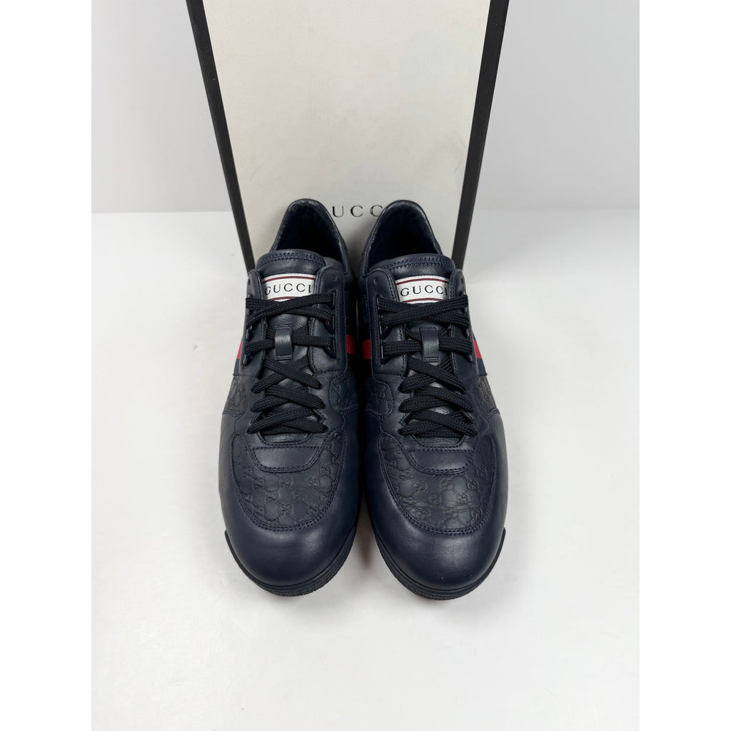 Size 10.5US - Gucci Guccissima Leather Web Low Top