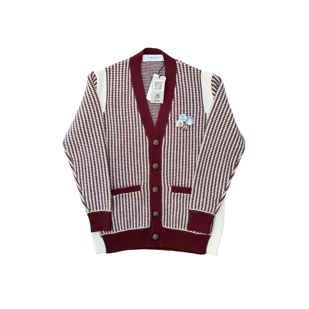 Size L - Golden Goose Wool Striped Cardigan NEW
