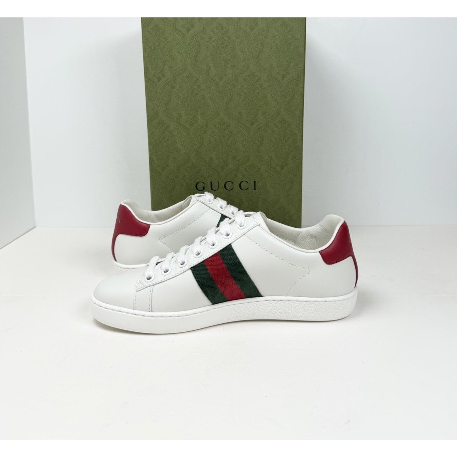 Size 4.5W - Gucci Ace Embroidered Cherry Leather NEW