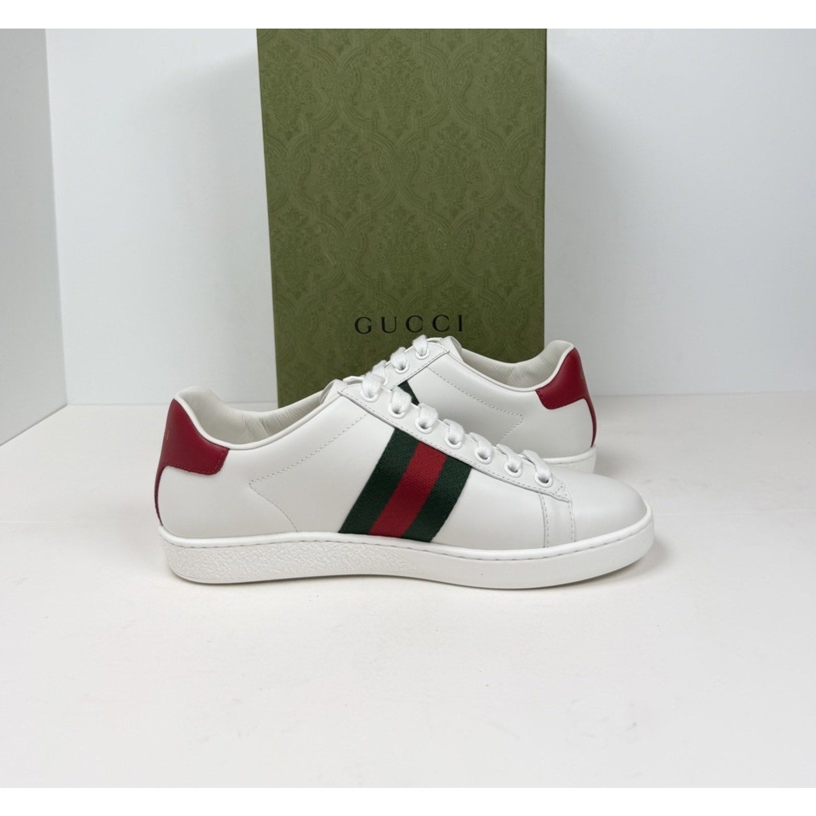 Size 4.5W - Gucci Ace Embroidered Cherry Leather NEW