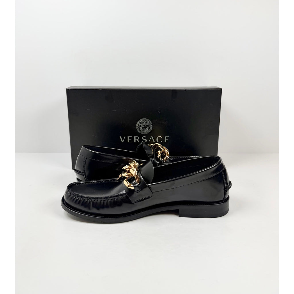 Size 8.5 - Versace Chain Link Leather Loafers