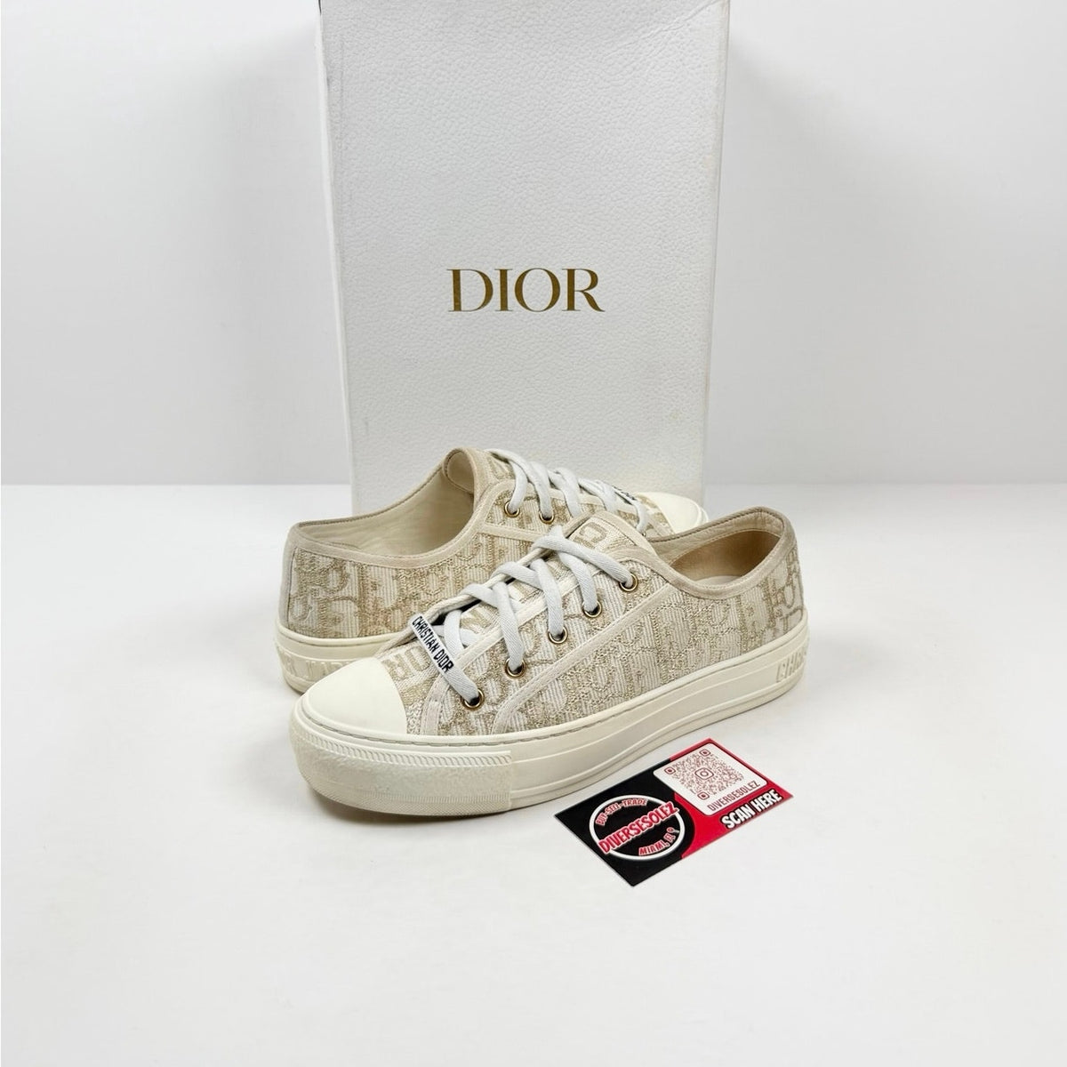Size 7.5 - Dior Walk’N’Dior Gold Oblique Low Top Women