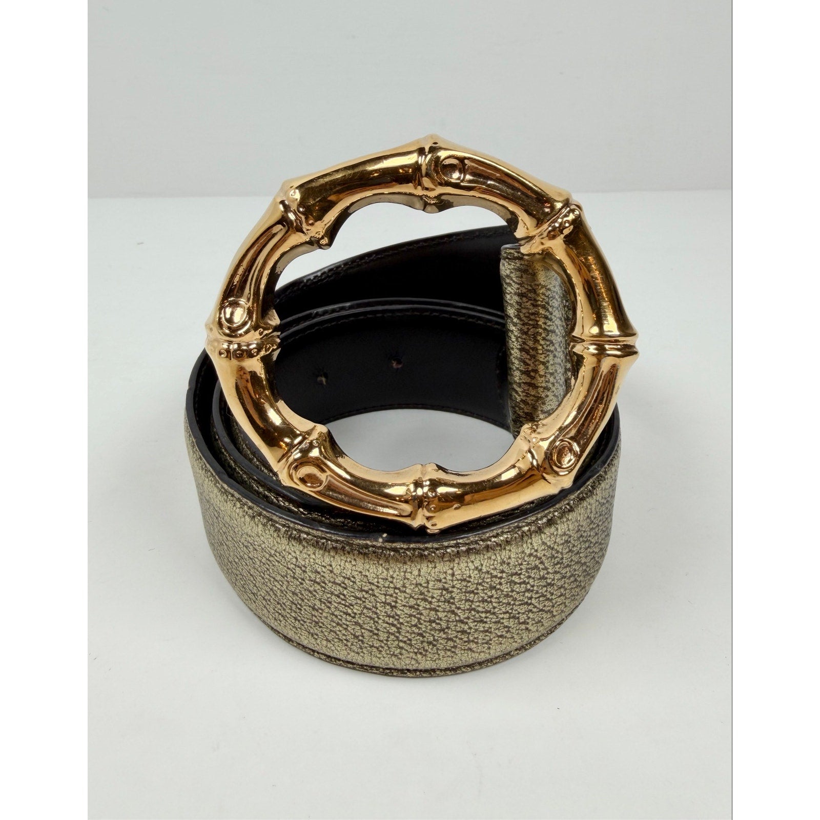 Size 90/36 - Gucci Bamboo Accent Leather Belt