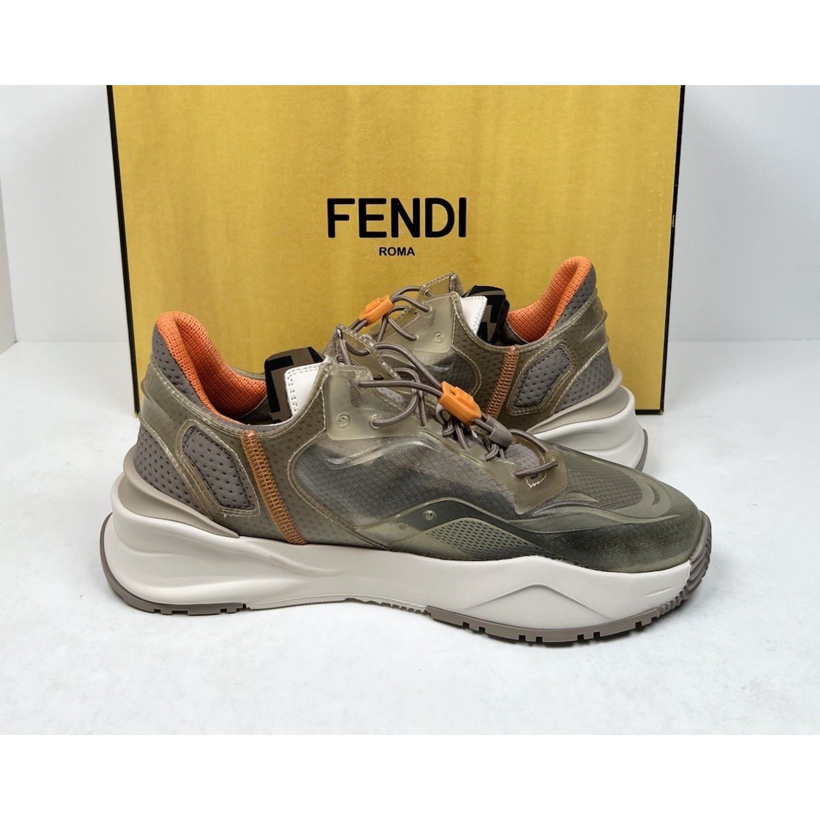 Size 6UK/7US - Fendi Flow Beige Nylon Low NEW