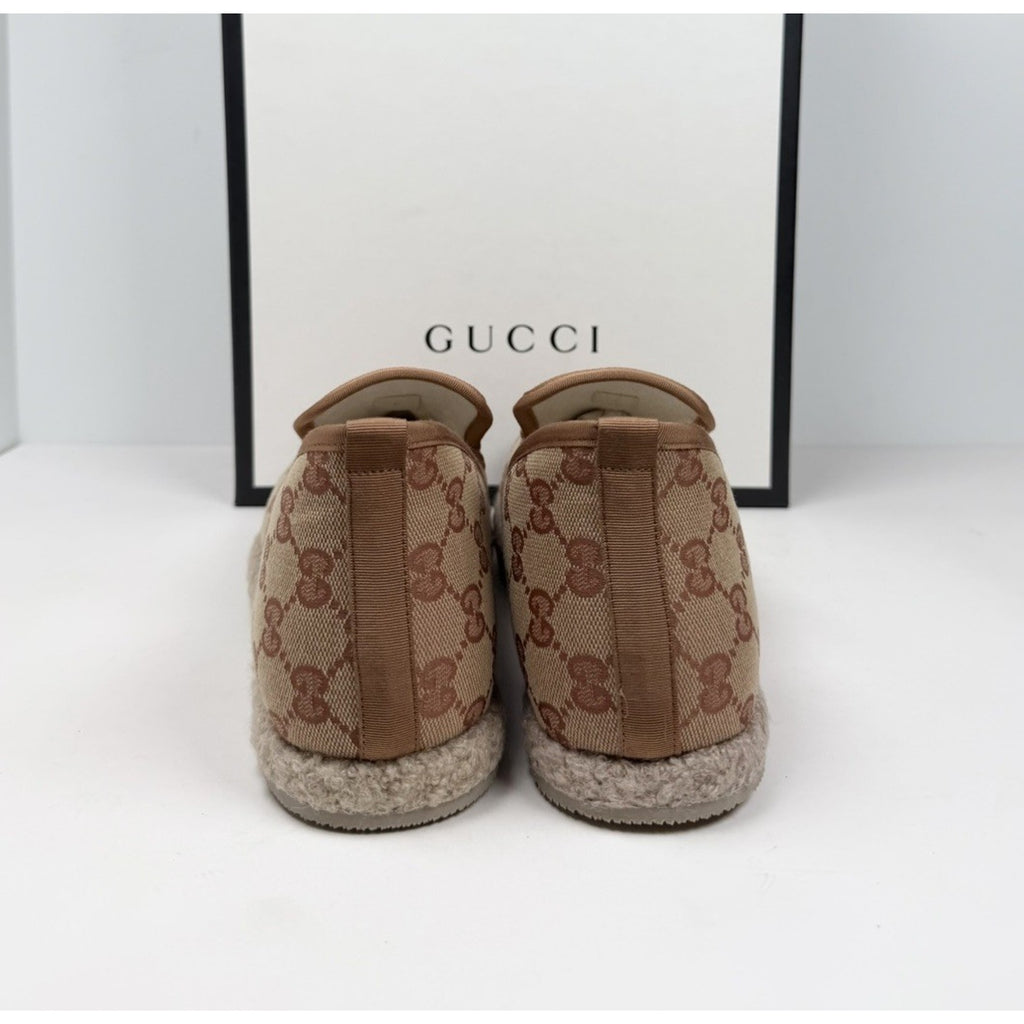 Size 8.5US - Gucci Horsebit Espadrille GG Canvas Loafers NEW