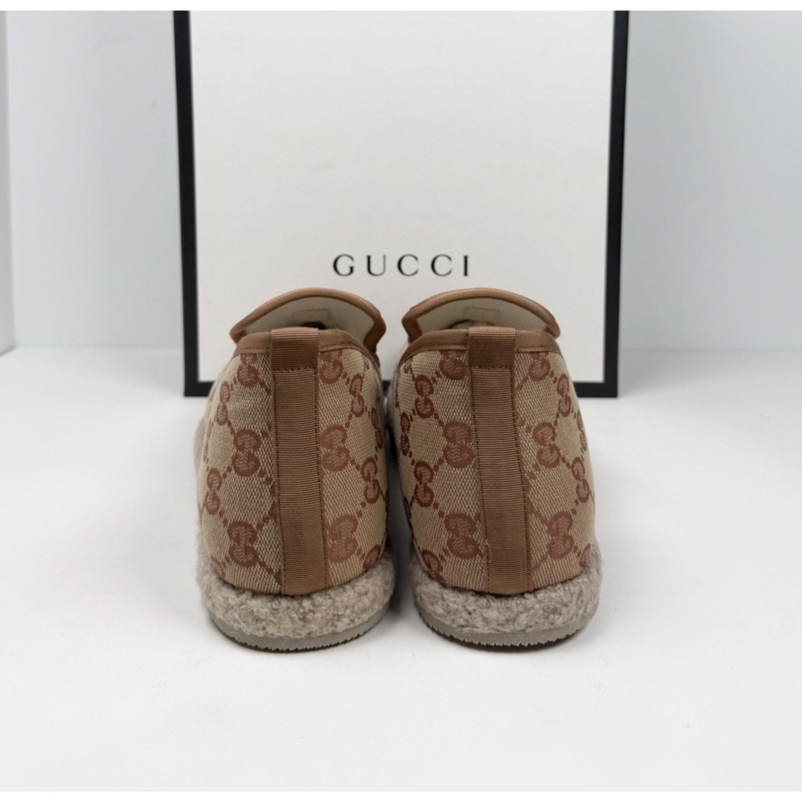 Size 8.5US - Gucci Horsebit Espadrille GG Canvas Loafers NEW