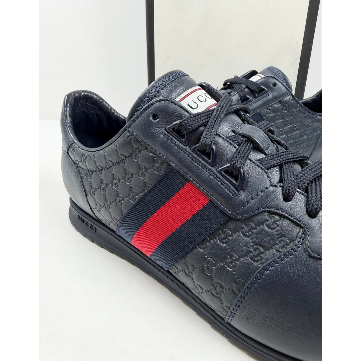 Size 10.5US - Gucci Guccissima Leather Web Low Top