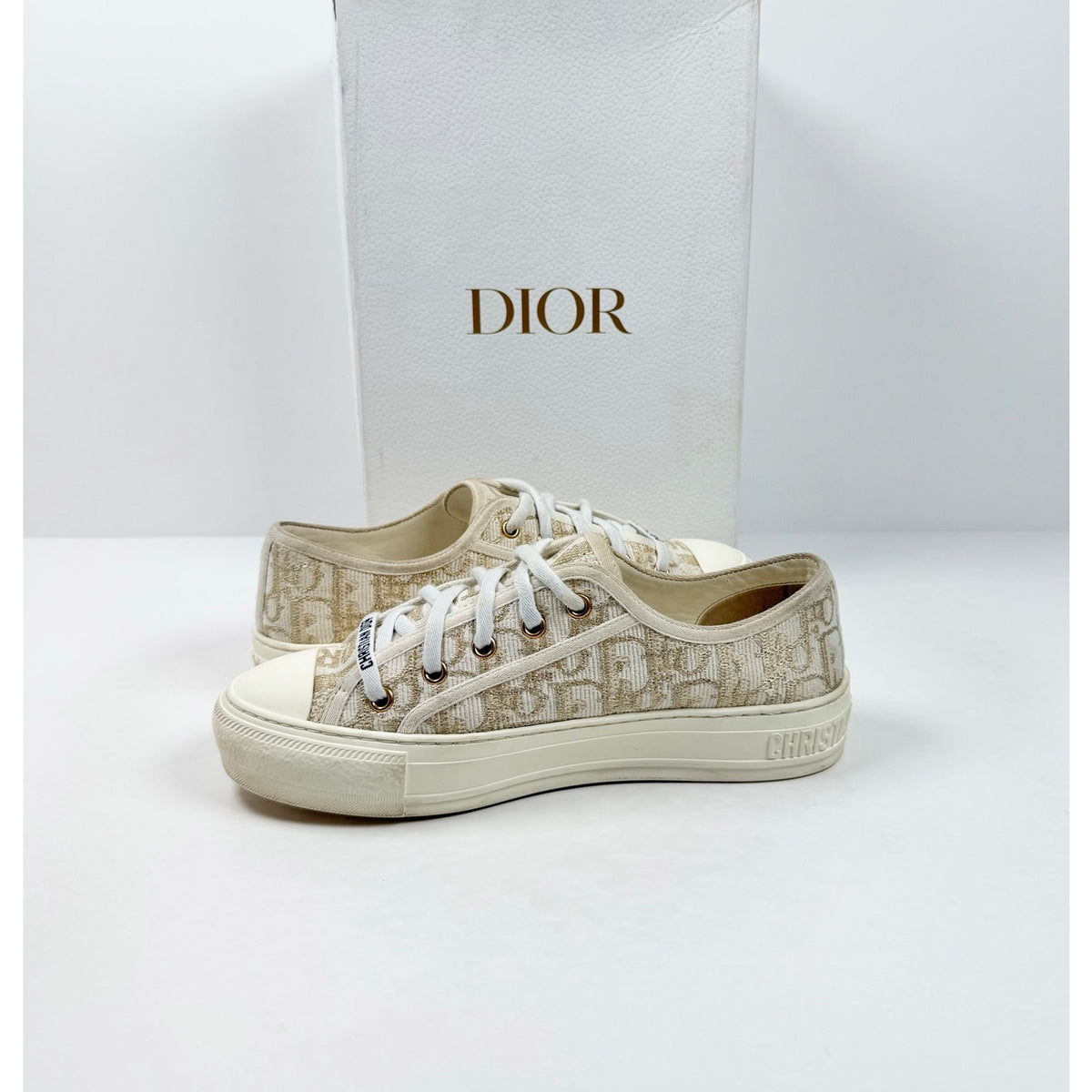 Size 7.5 - Dior Walk’N’Dior Gold Oblique Low Top Women