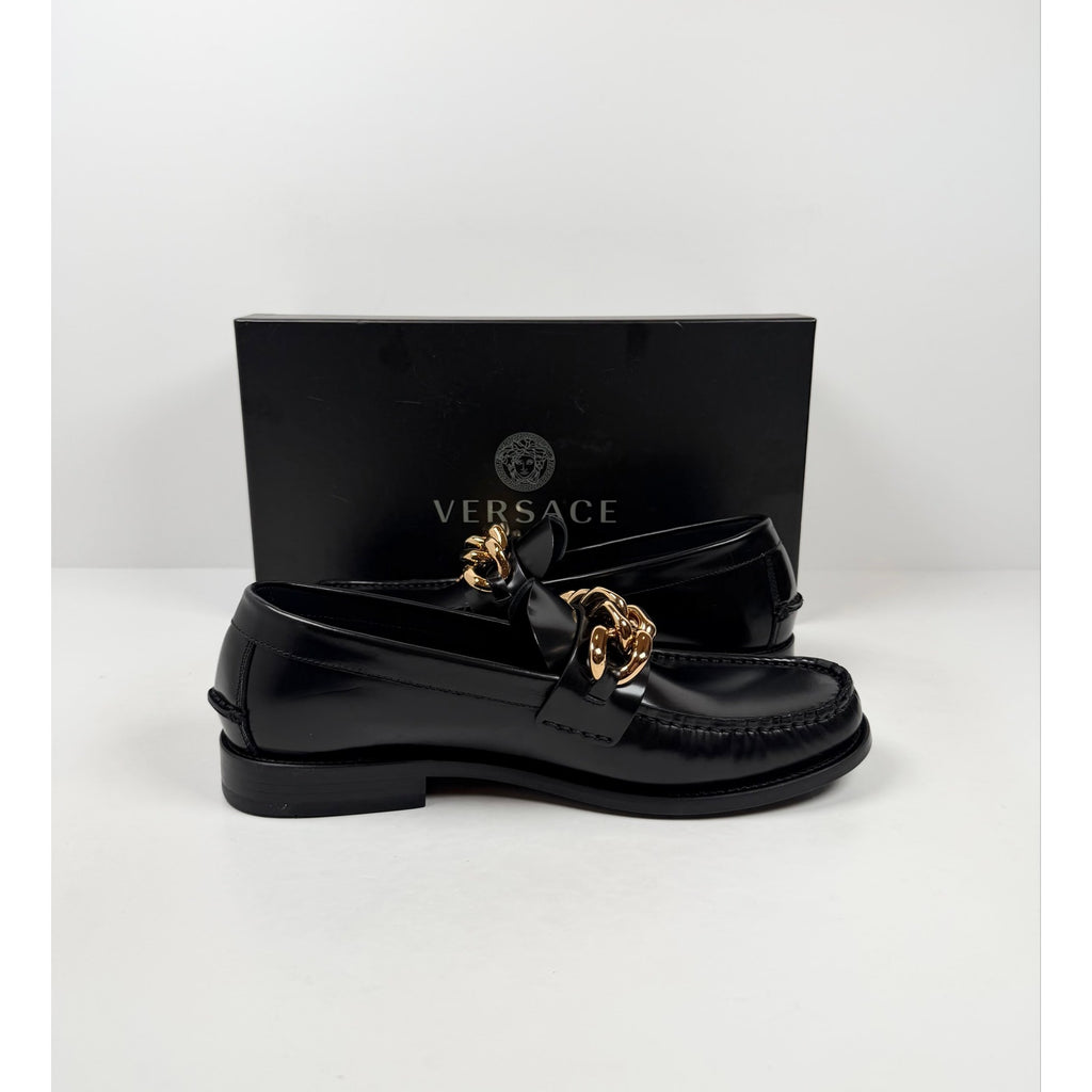Size 8.5 - Versace Chain Link Leather Loafers