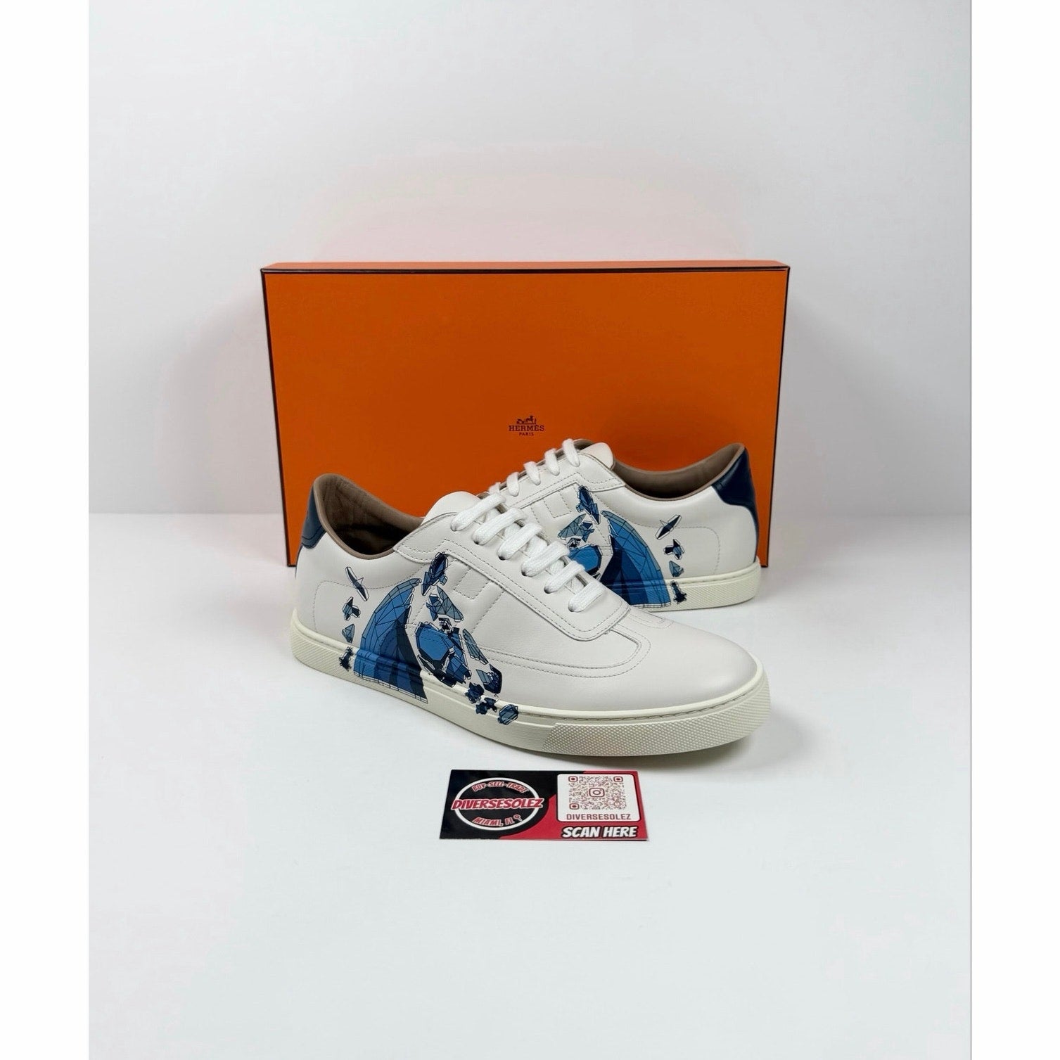 Size 8.5 - Hermes Quicker Leather Sneakers NEW