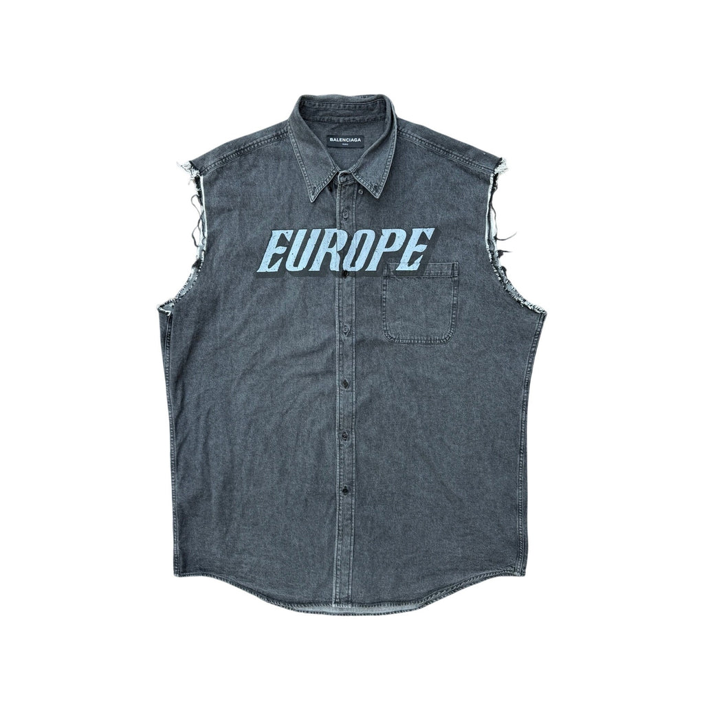 Size 2XL - Balenciaga  Oversized Distressed Denim Vest