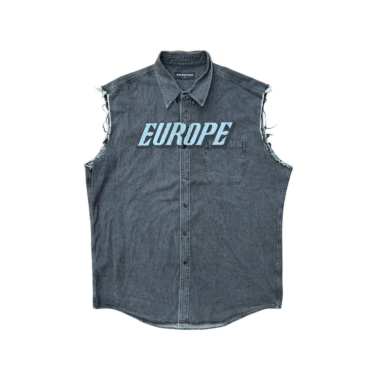 Size 2XL - Balenciaga  Oversized Distressed Denim Vest