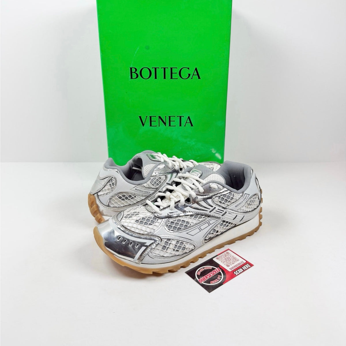 Size 43EU/10US - Bottega Veneta Orbit Silver White
