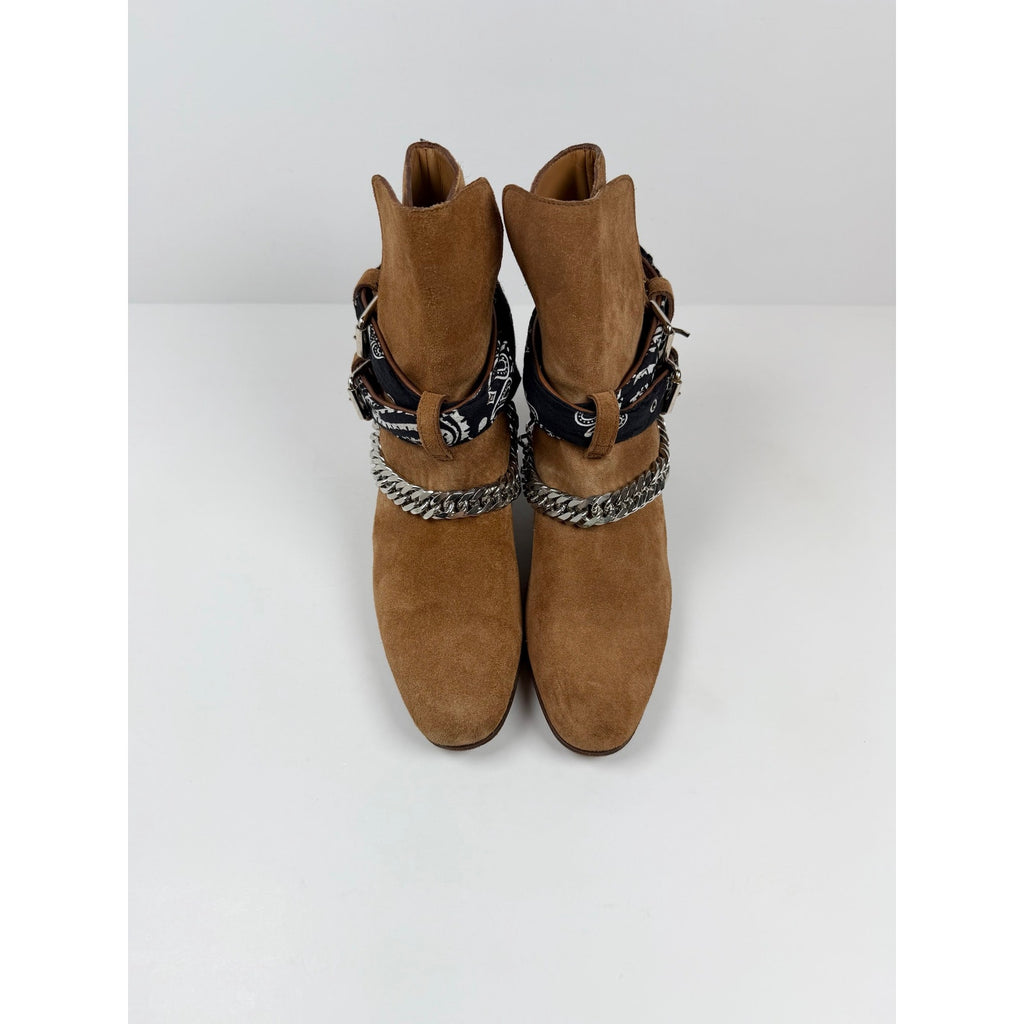 Size 37/7 - Amiri Bandana Chain Link Buckle Beige Boots