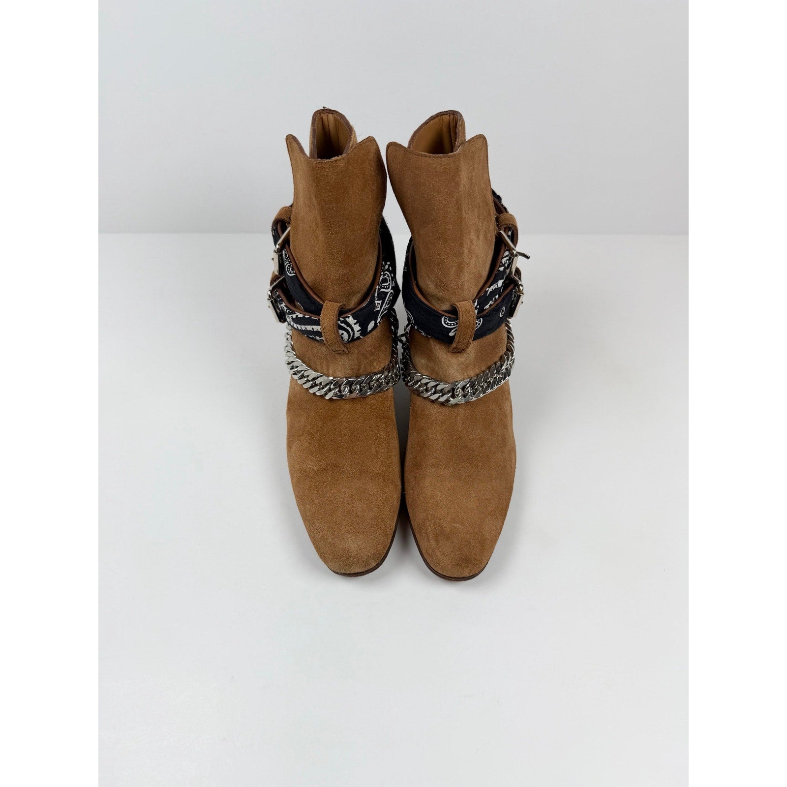 Size 37/7 - Amiri Bandana Chain Link Buckle Beige Boots