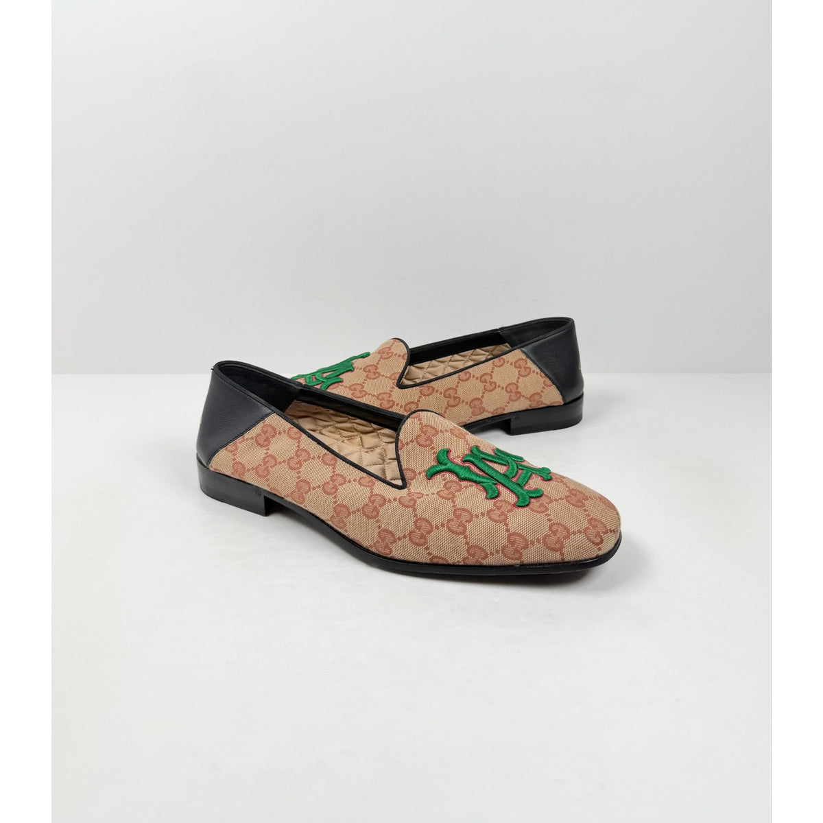Size 8US - Gucci Monogram Canvas Loafers
