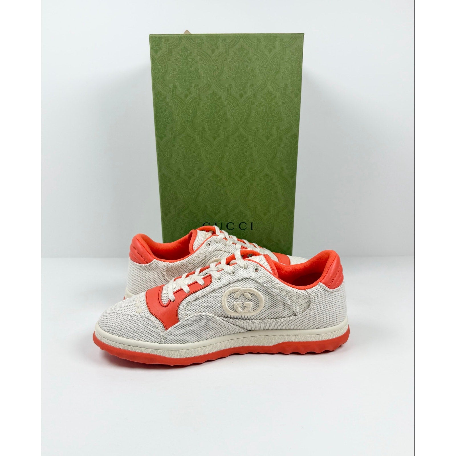Size 8US - Gucci MAC80 White Orange Sneakers NEW