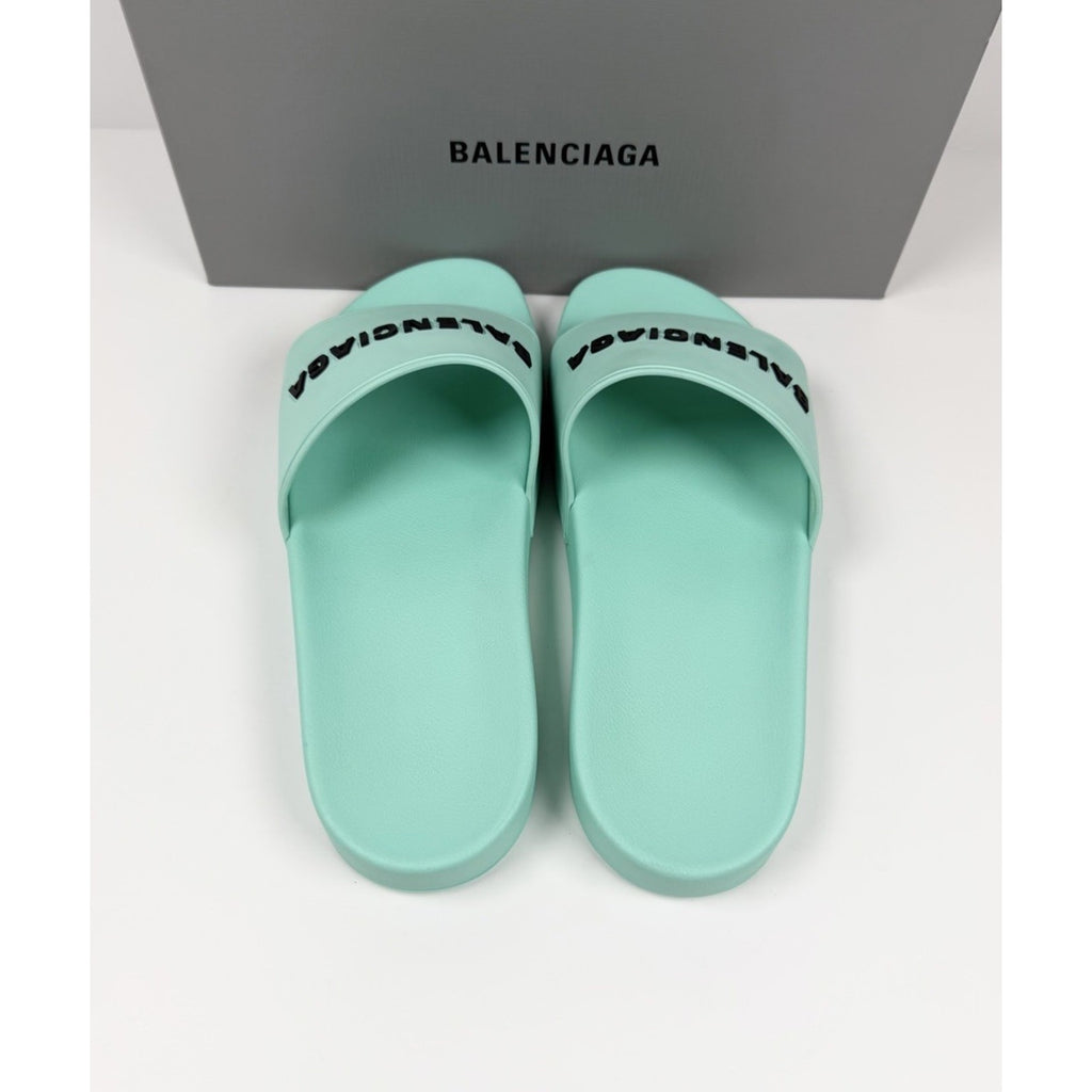 Size 11 - Balenciaga Mint Rubber Pool Sandals NEW!